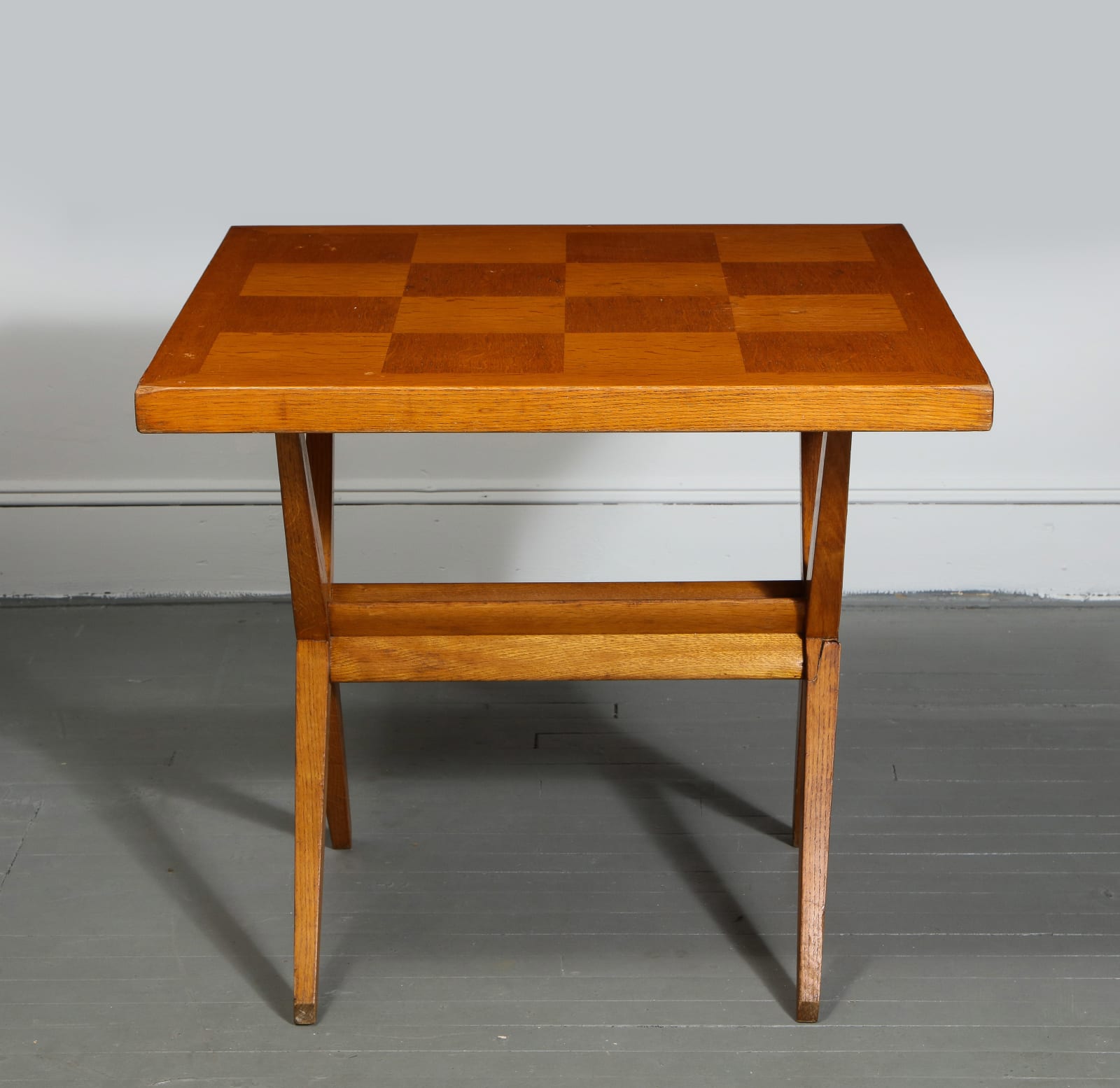 Mid-Century Oak Side/Game Table in the Manner of Pierre Jeanneret