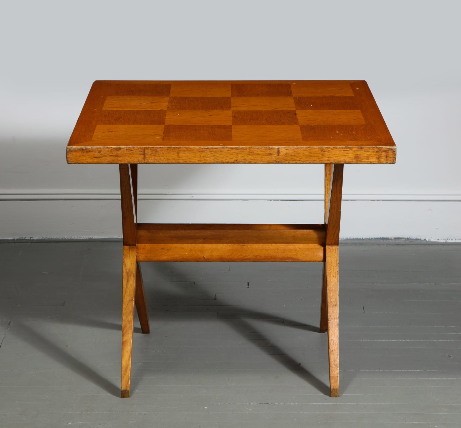 Mid-Century Oak Side/Game Table in the Manner of Pierre Jeanneret