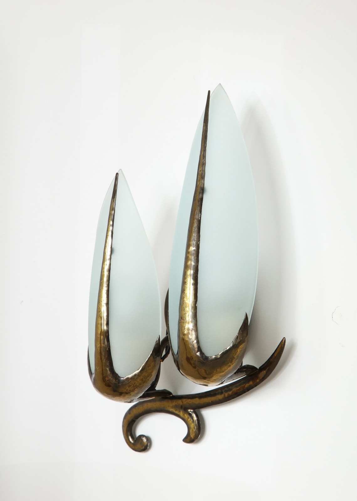 Brass and Opaline Sconces