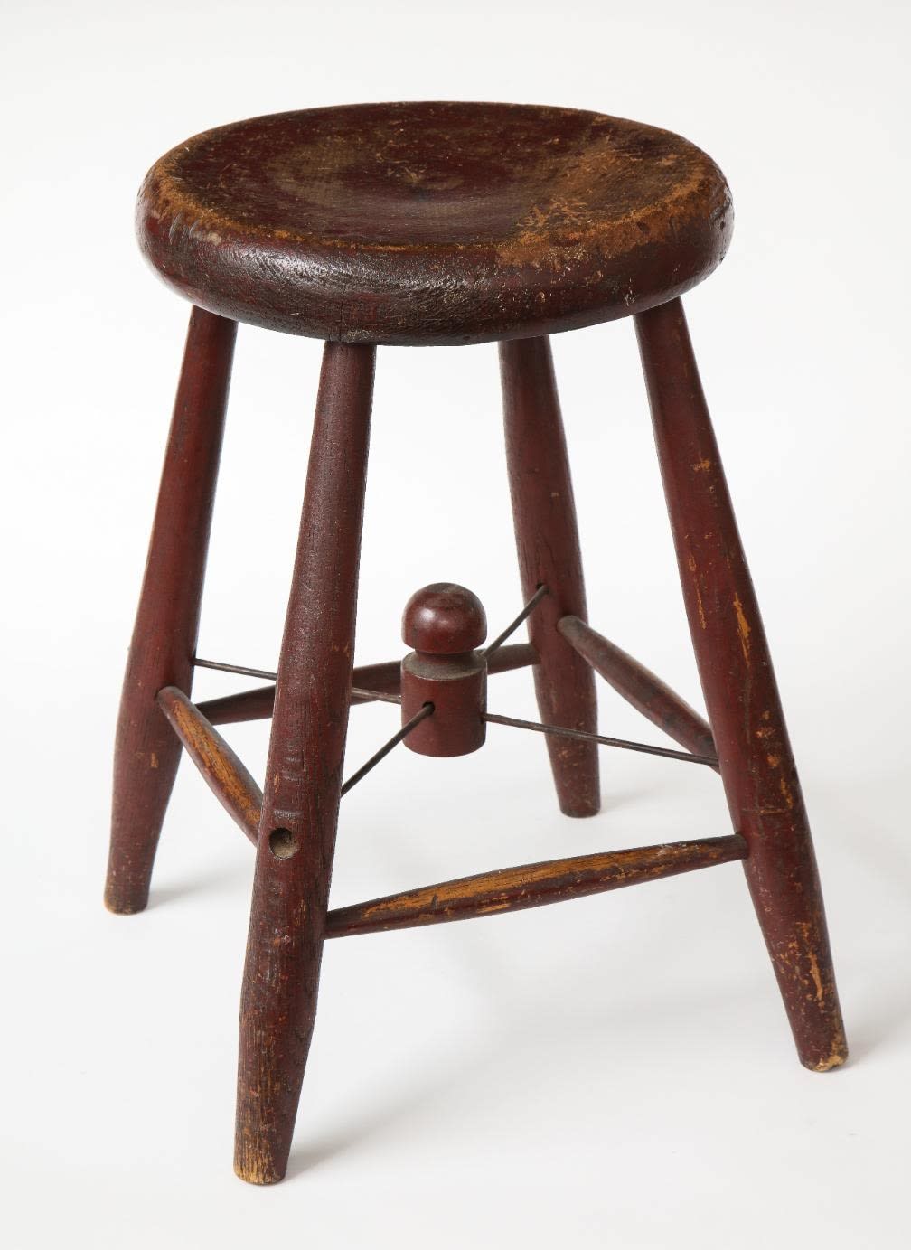 Rustic Four-Legged Maroon Stool