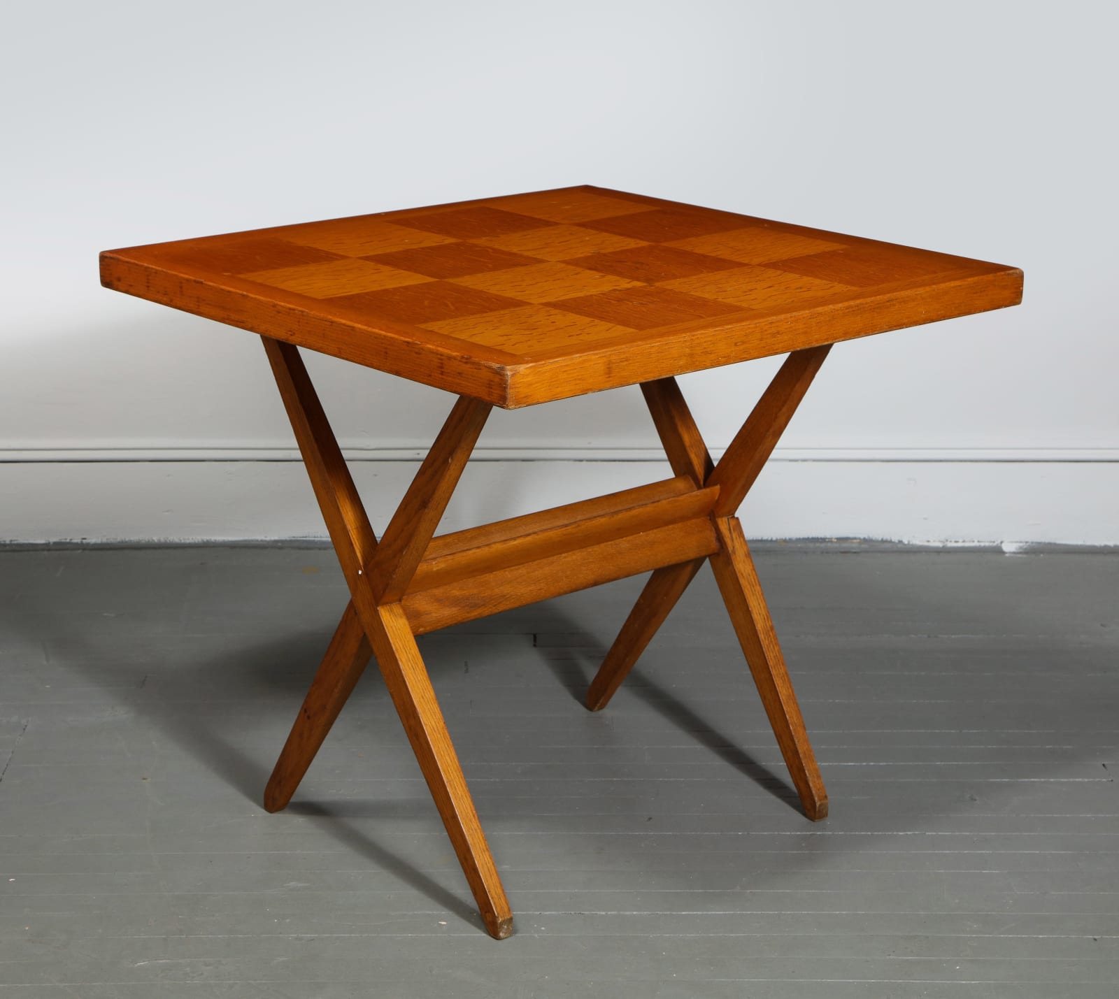 Mid-Century Oak Side/Game Table in the Manner of Pierre Jeanneret