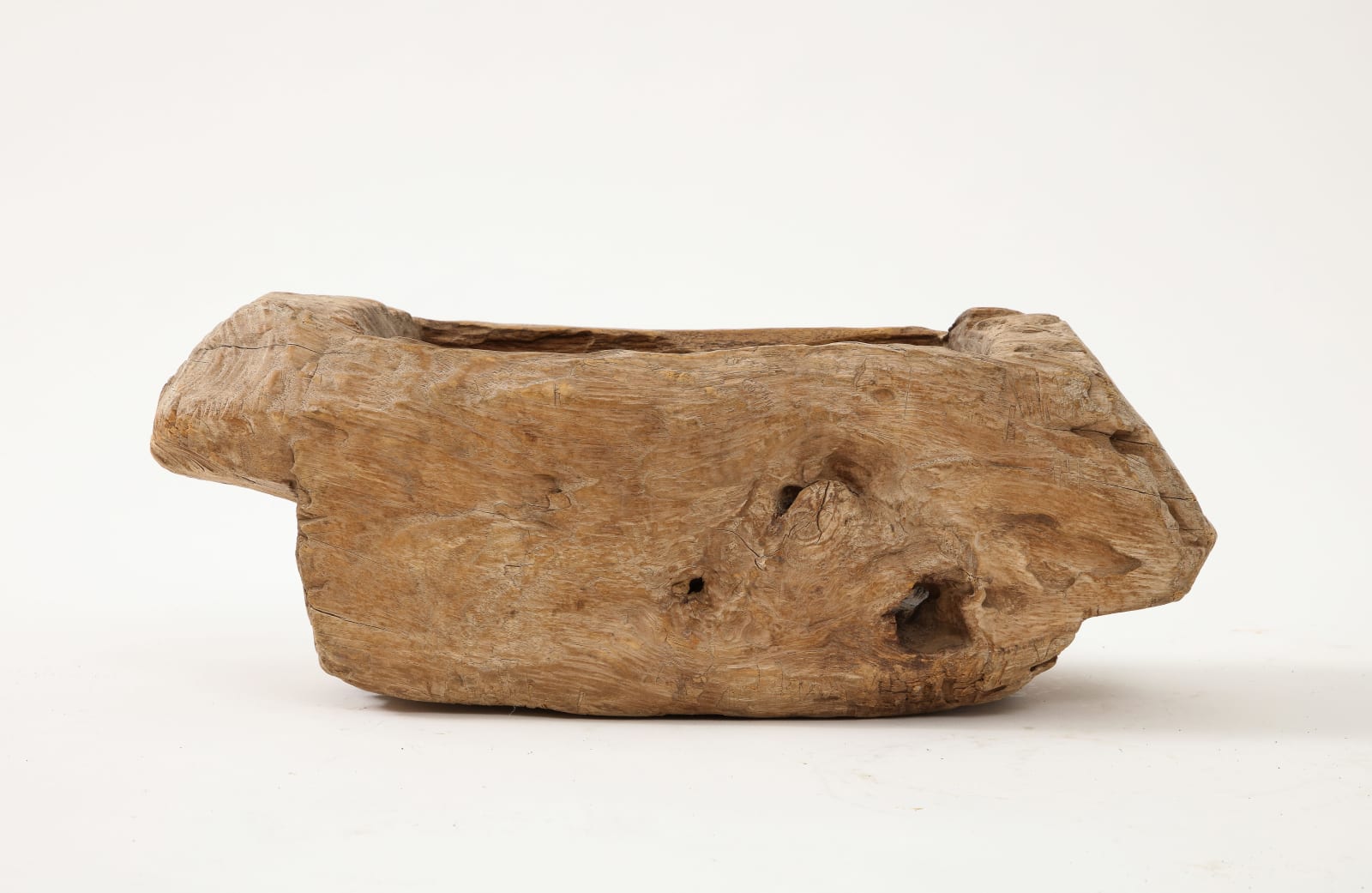 Rustic Hand-Carved Wooden Vessel