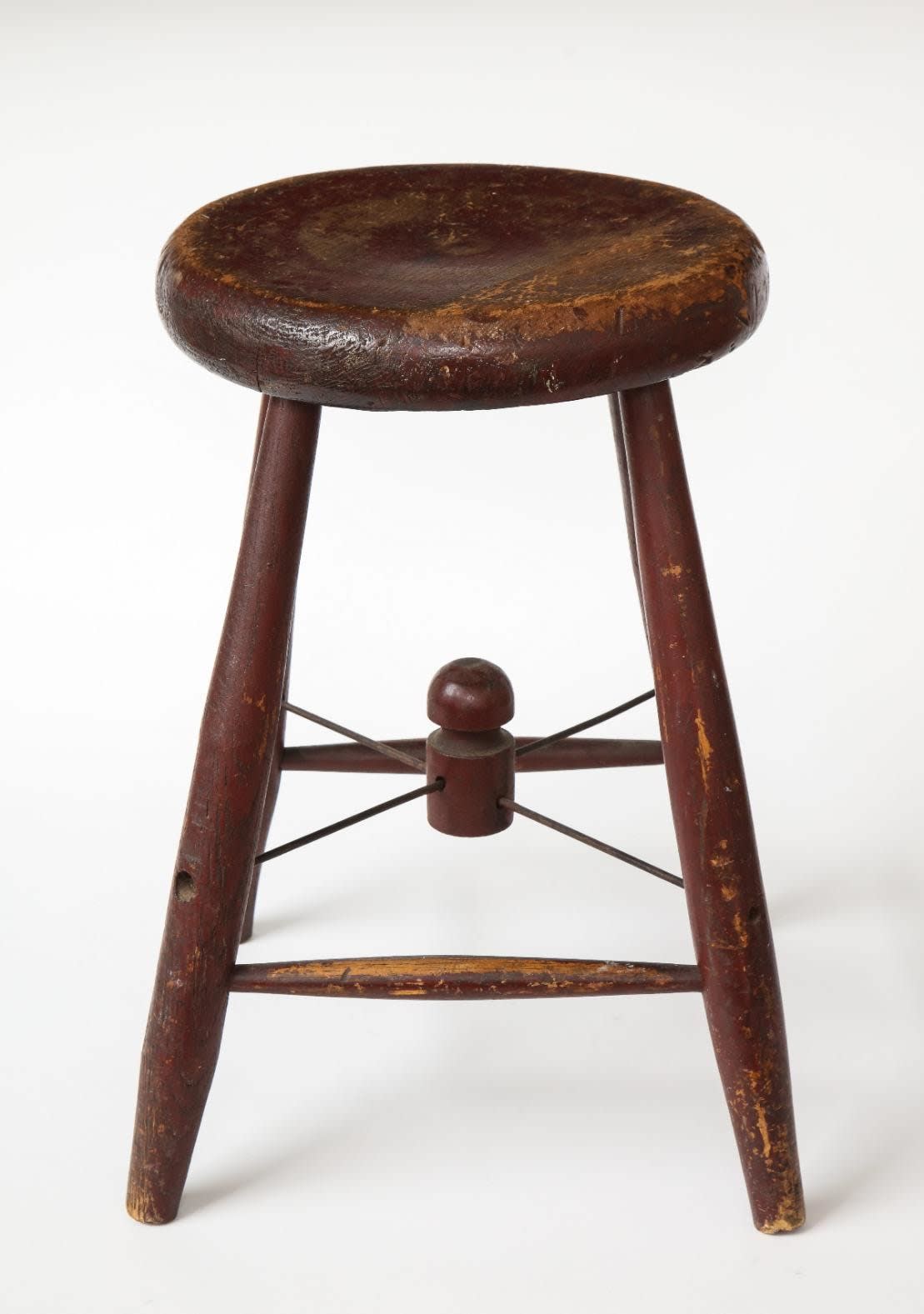 Rustic Four-Legged Maroon Stool