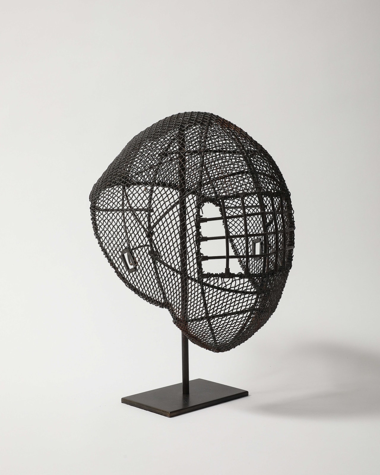 Antique Fencing Mask on Stand