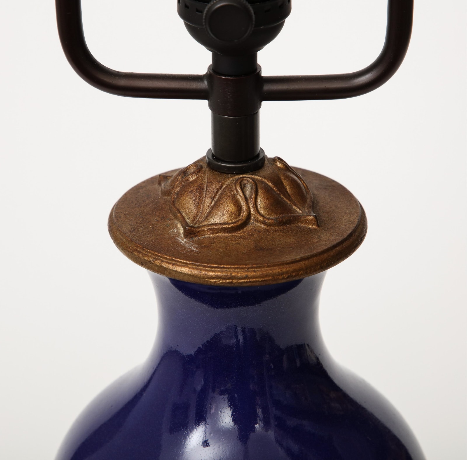 Copper and Lapis Blue Enamel Table Lamp, 20th c.
