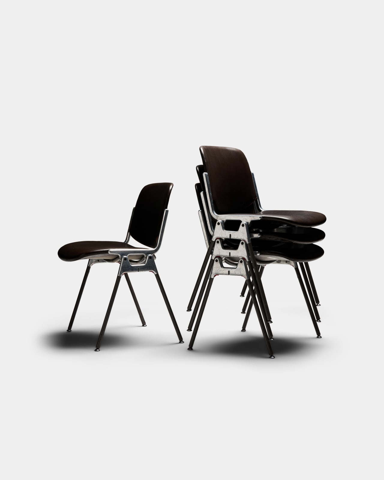 Giancarlo Piretti for Anonima Castelli, Set of Four Stacking Dining Chairs