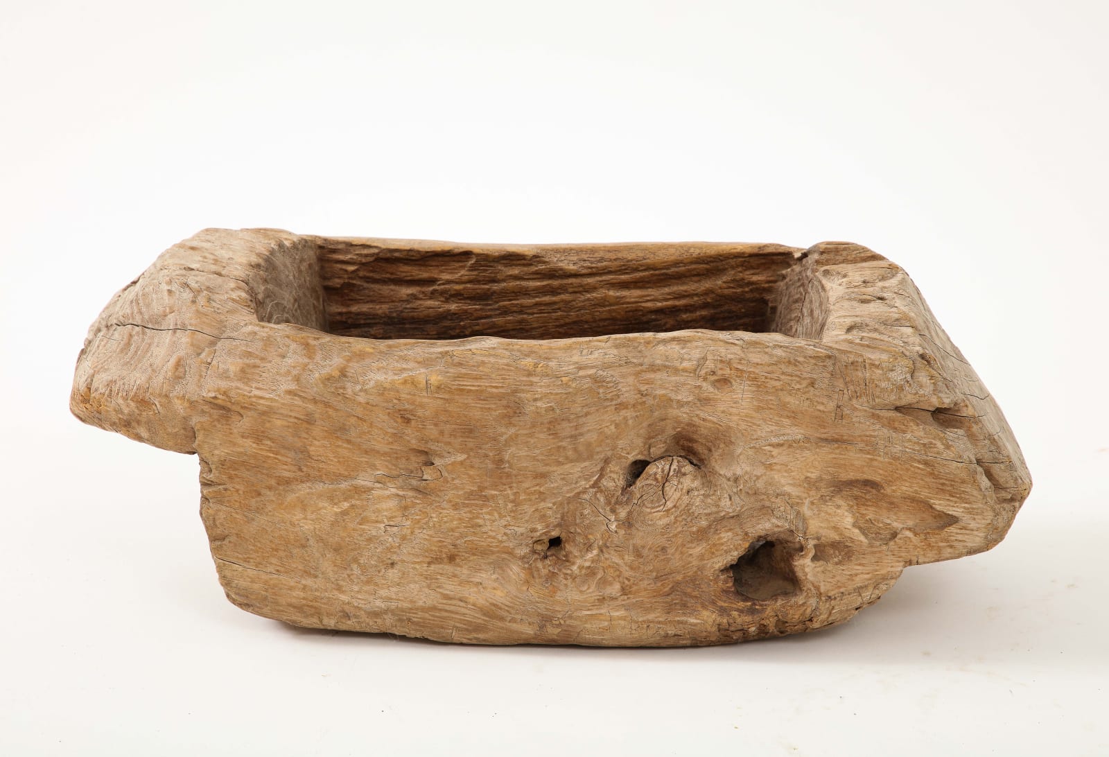 Rustic Hand-Carved Wooden Vessel