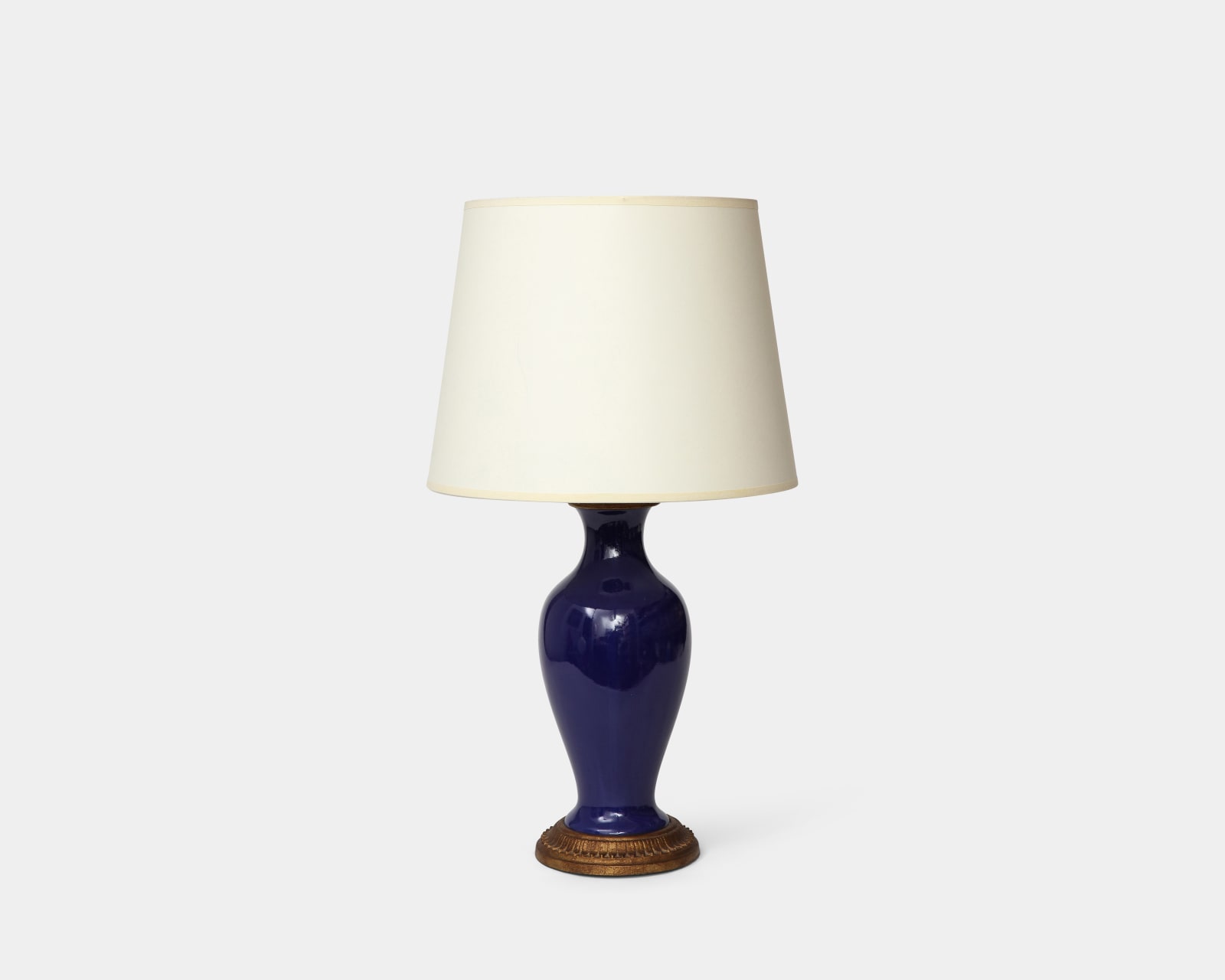 Copper and Lapis Blue Enamel Table Lamp, 20th c.
