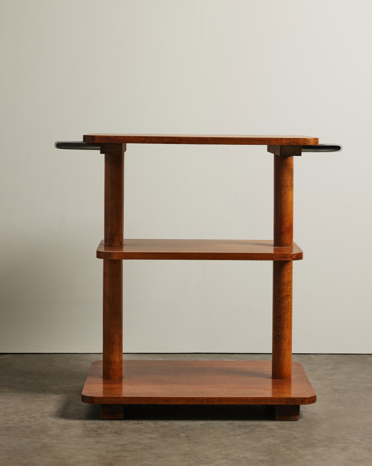 Three Tier Elm and Chrome Shelf