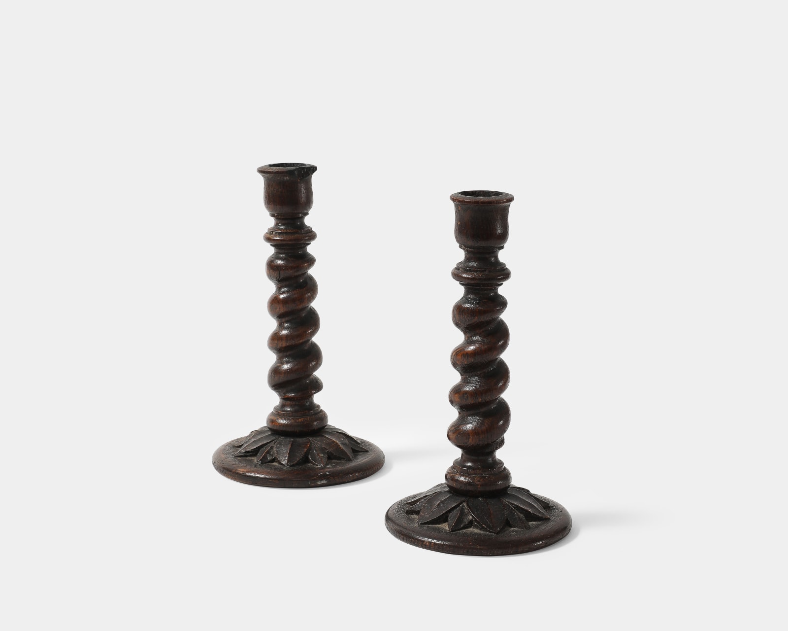 Pair of Barley Twist Candle Holders