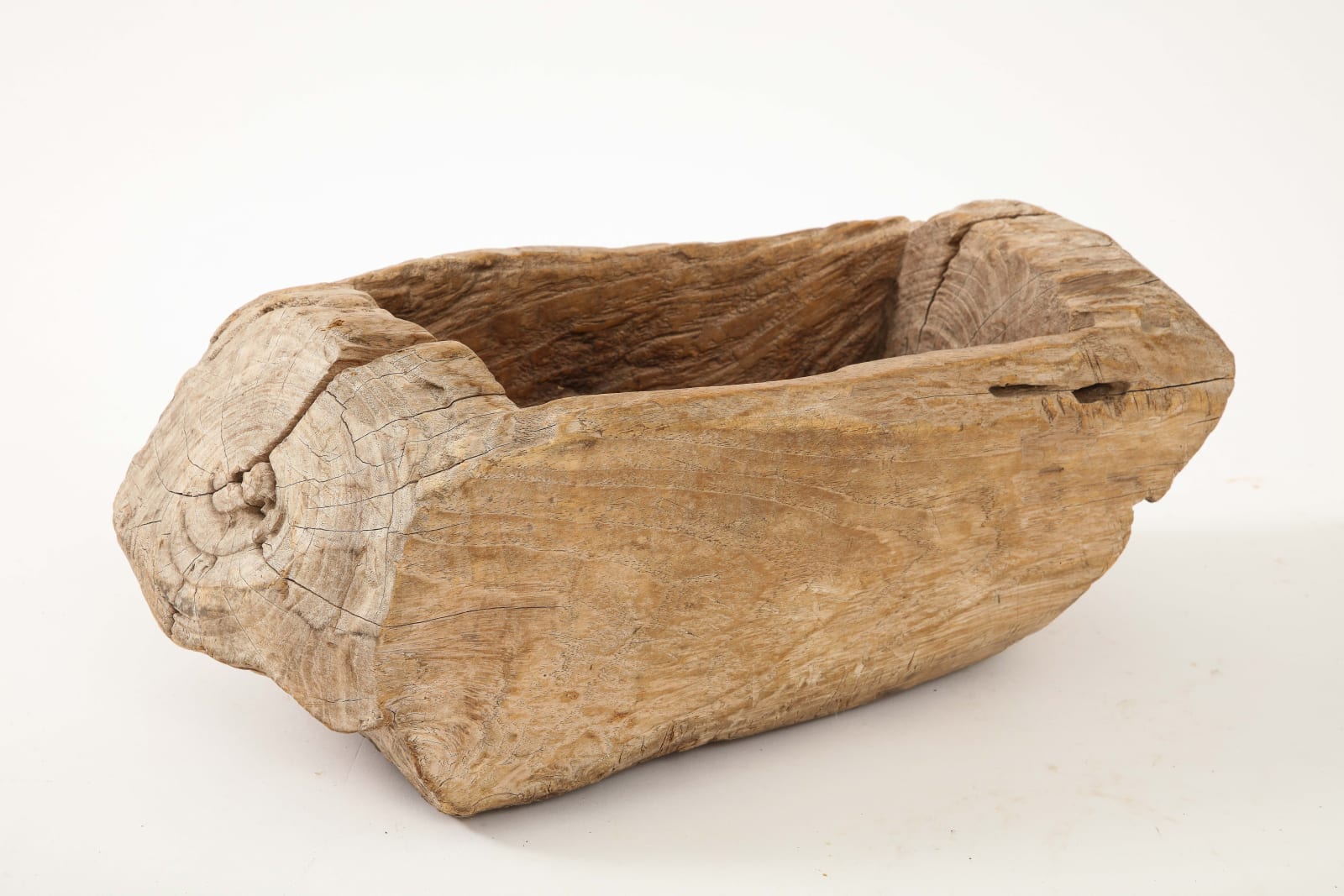 Rustic Hand-Carved Wooden Vessel