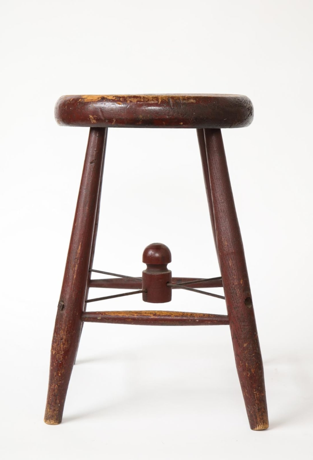Rustic Four-Legged Maroon Stool