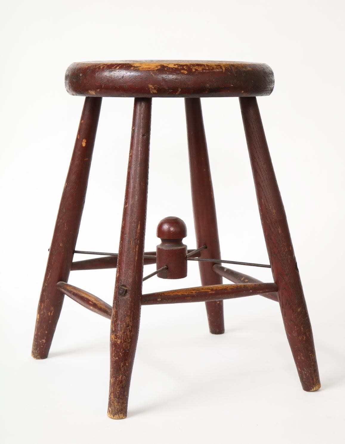 Rustic Four-Legged Maroon Stool