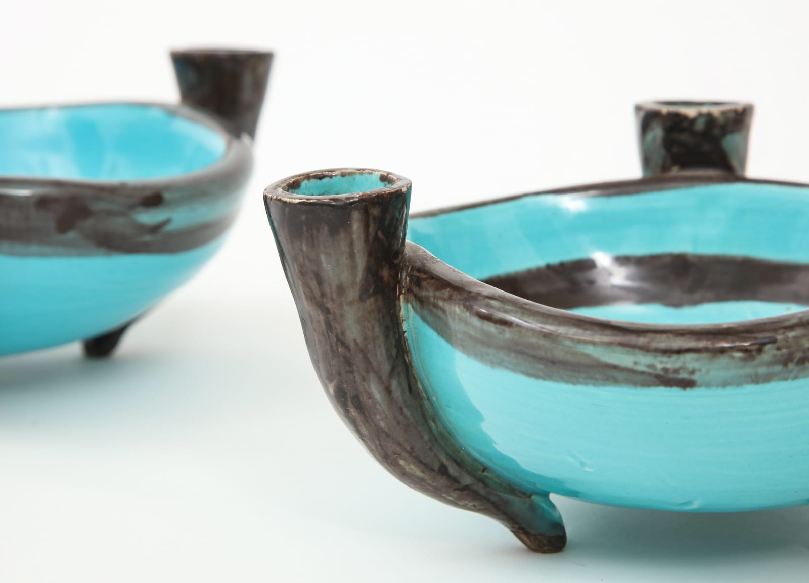 Pair of Vallauris Ceramics Candelabras/Cups