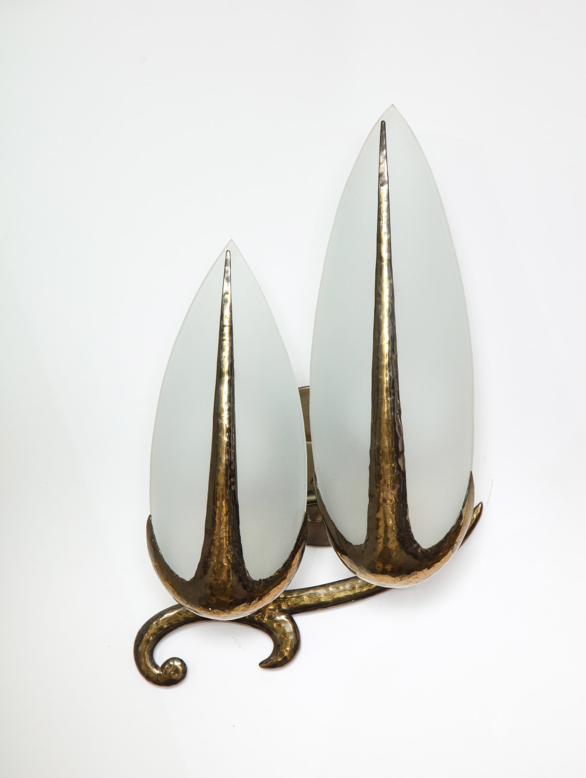 Brass and Opaline Sconces
