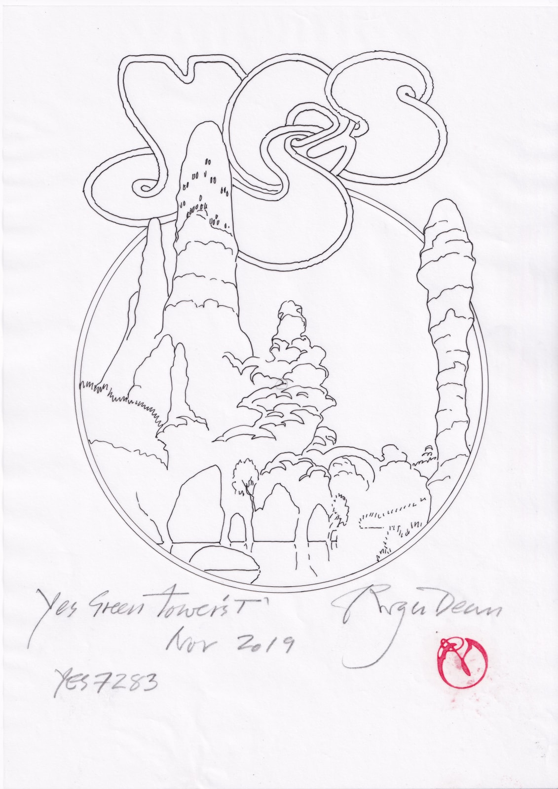 Roger Dean, YES GREEN TOWERS T- YES7283, 2019
