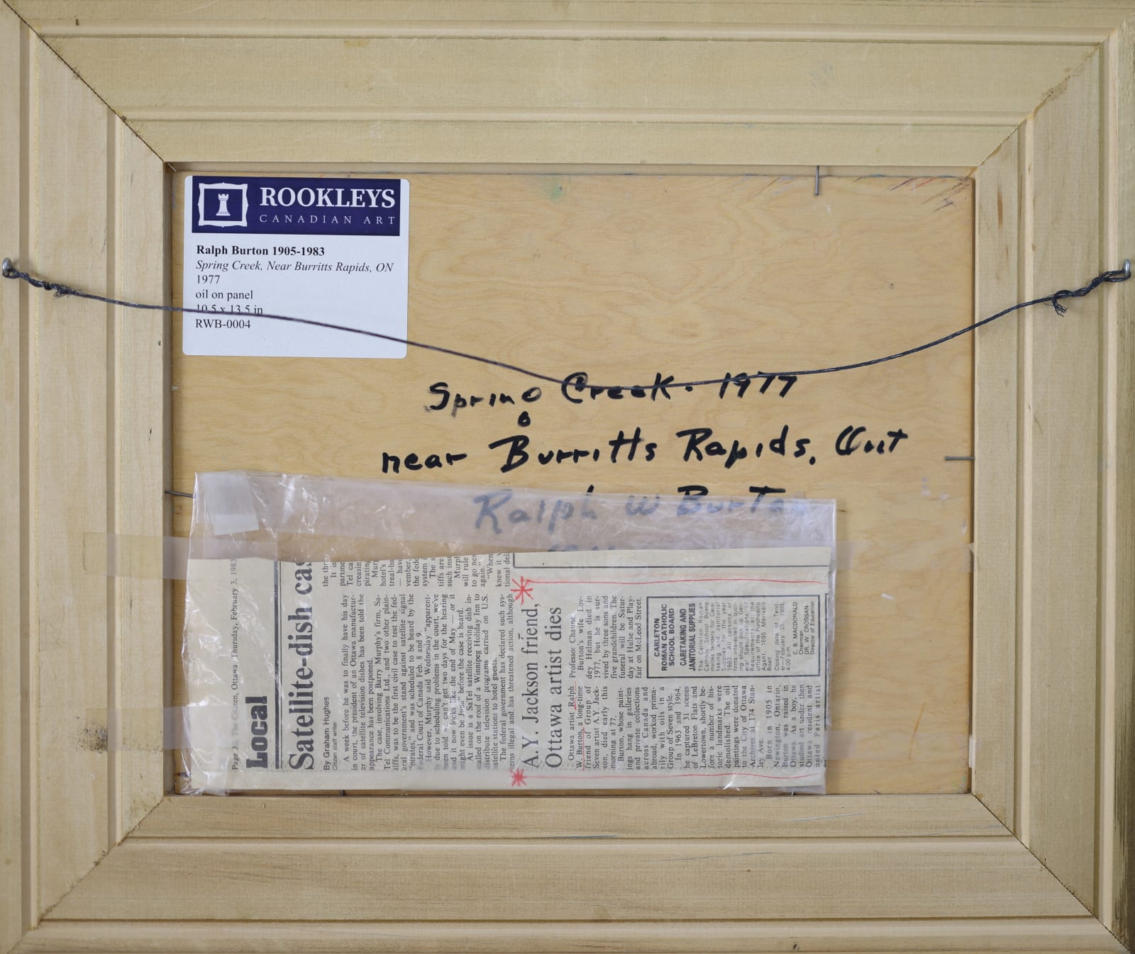 Ralph Burton, Spring Creek, Near Burritts Rapids, ON, 1977