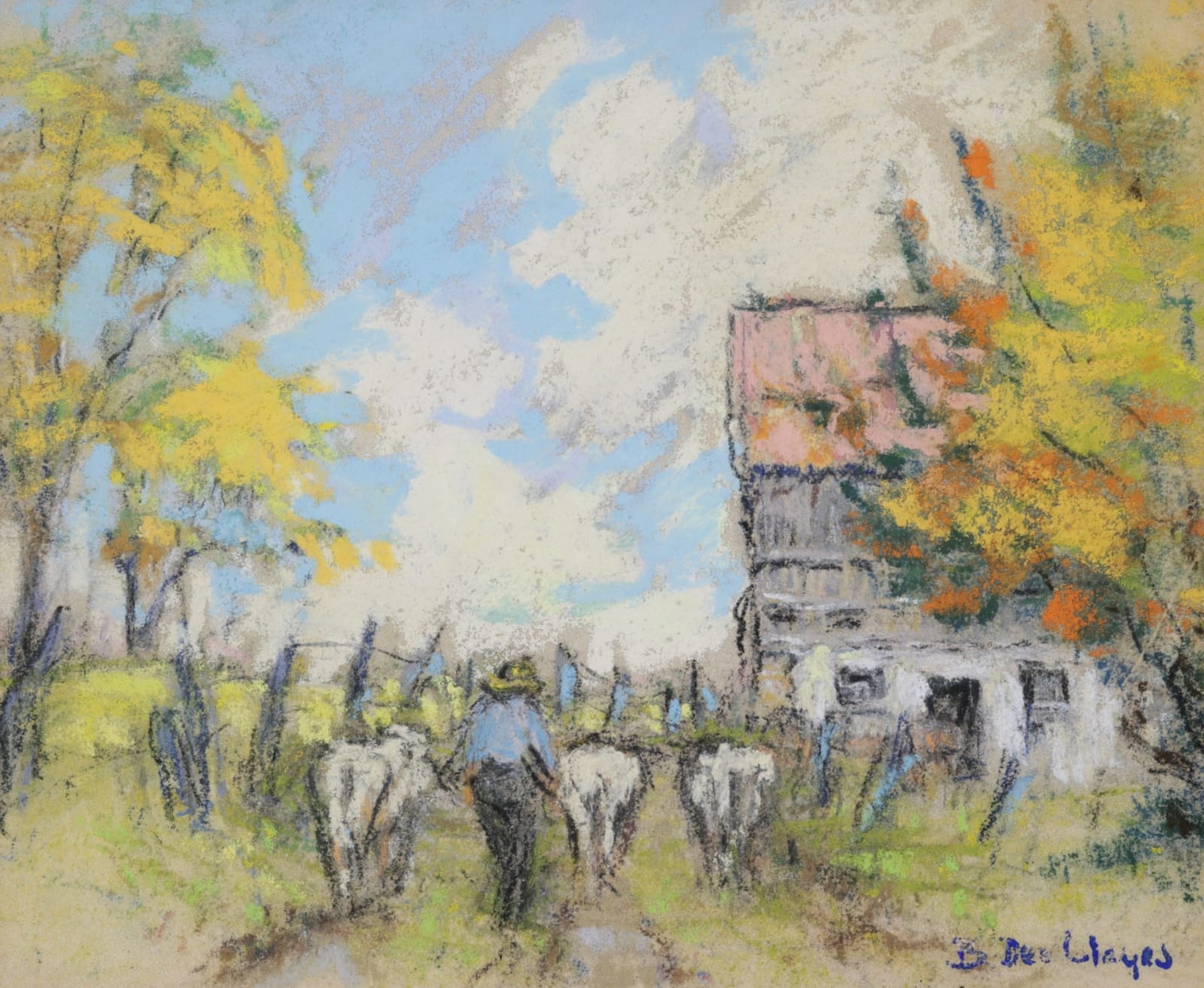 Berthe Des Clayes, The Lane and Hill Acres Barn, 1943