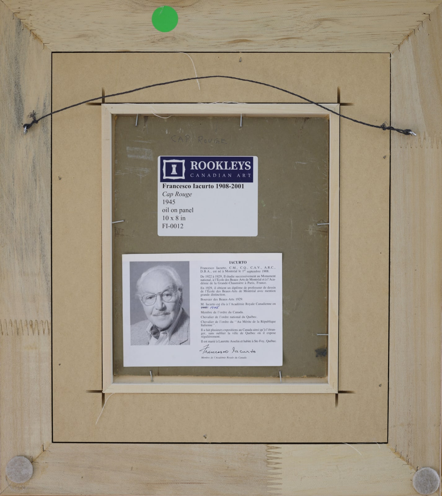 Francesco Iacurto, Cap Rouge, 1945