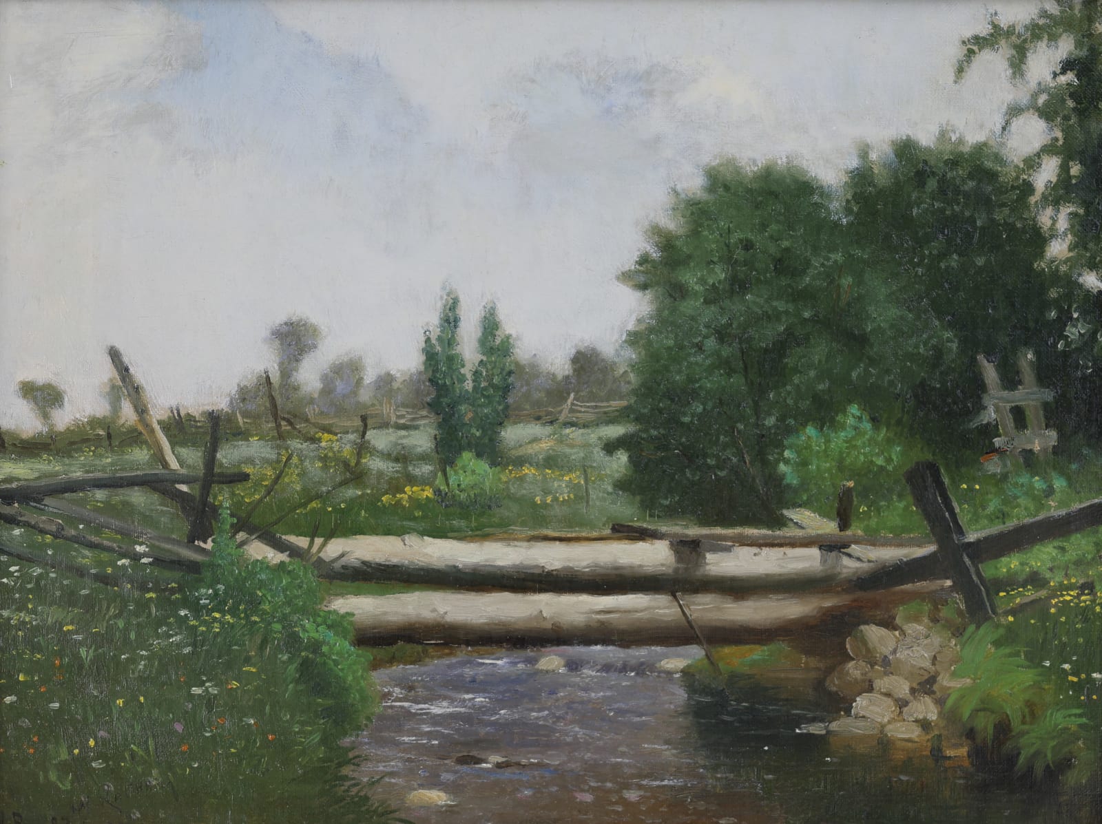 William Raphael, Bridge Over a Stream, c 1905