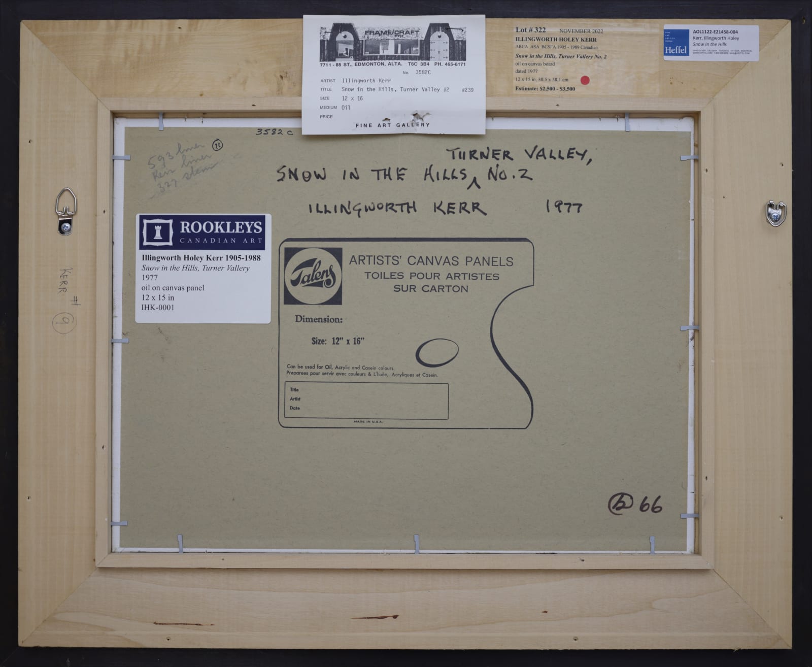 Illingworth Holey Kerr; Snow in the Hills, Turner Valley; Back