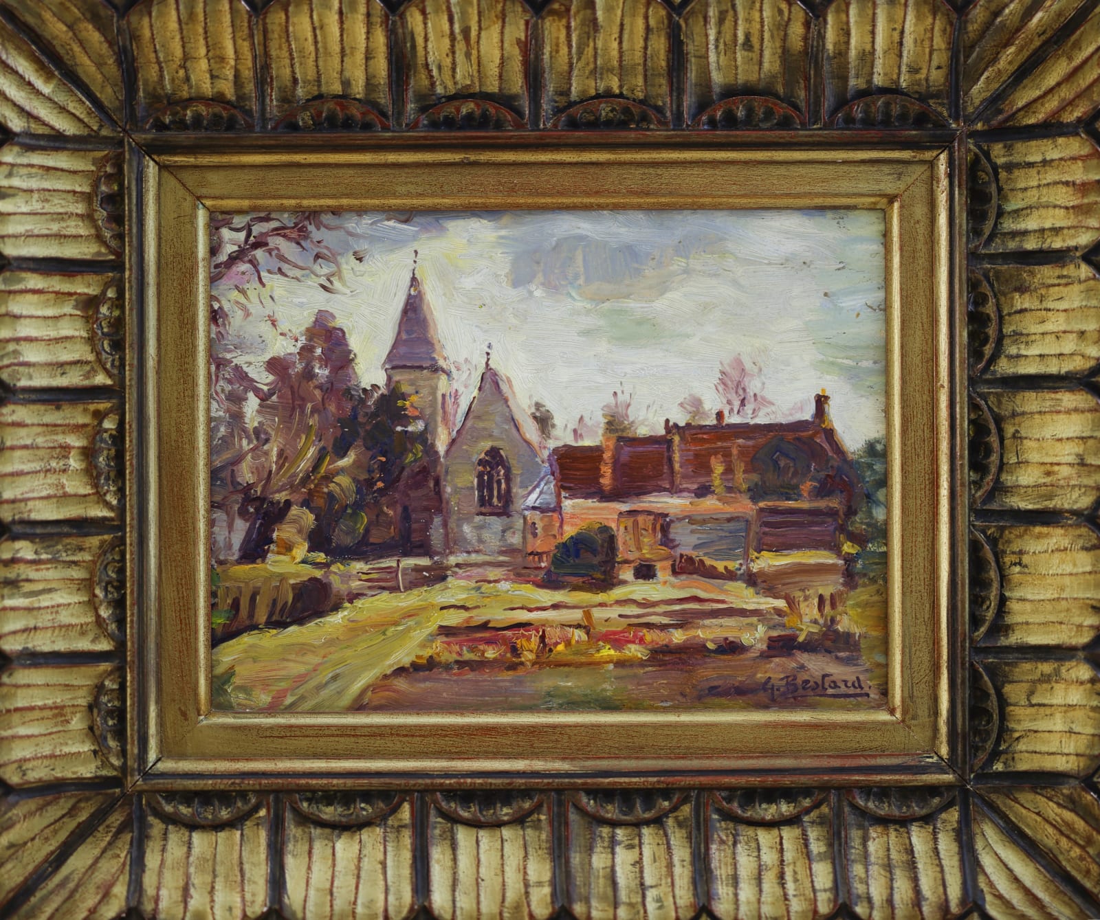 Guillermo Bestard, Autumn Afternoon at the Village Church, c 1950