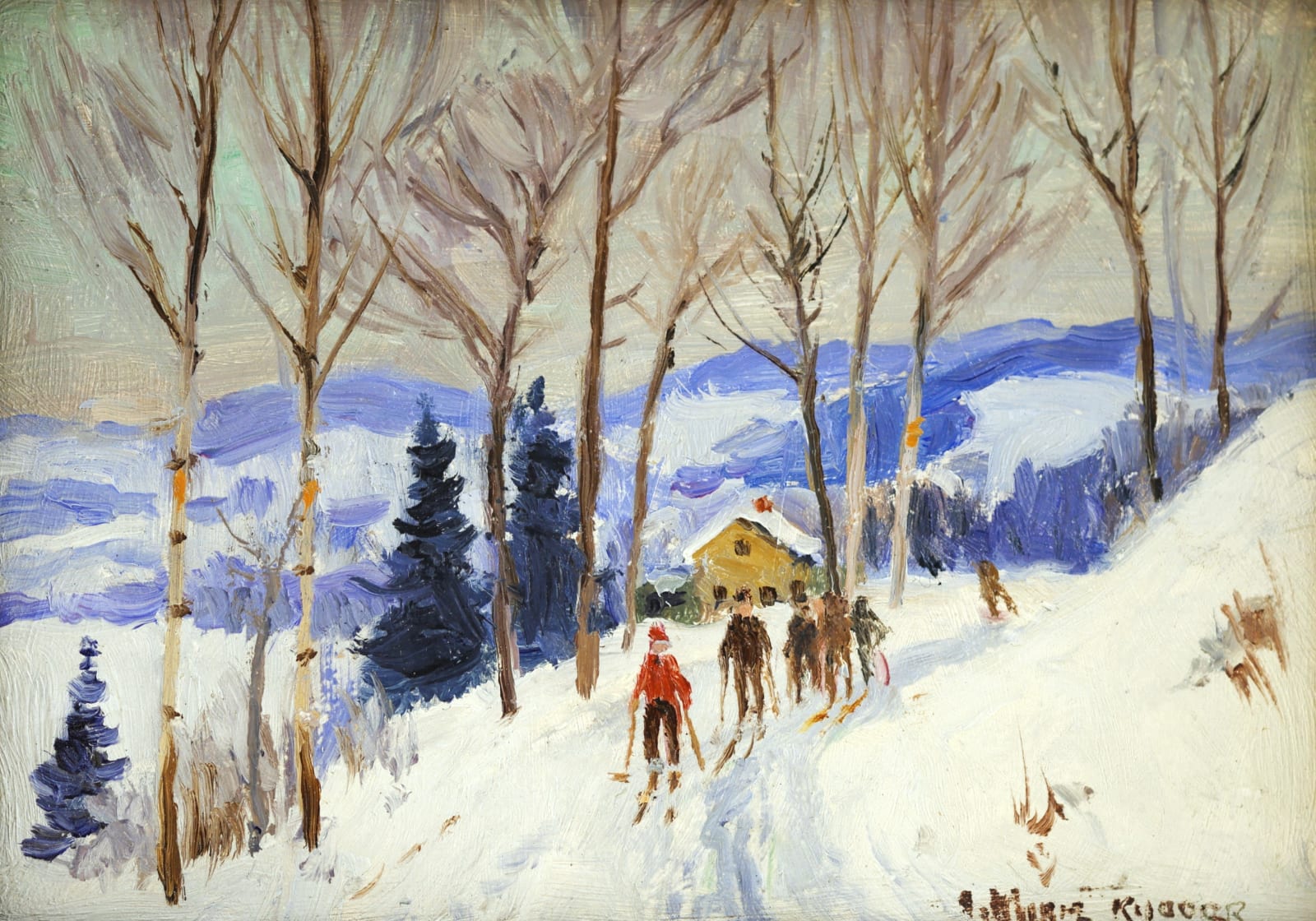 Wilkie Kilgour, Skiing Party, c 1925