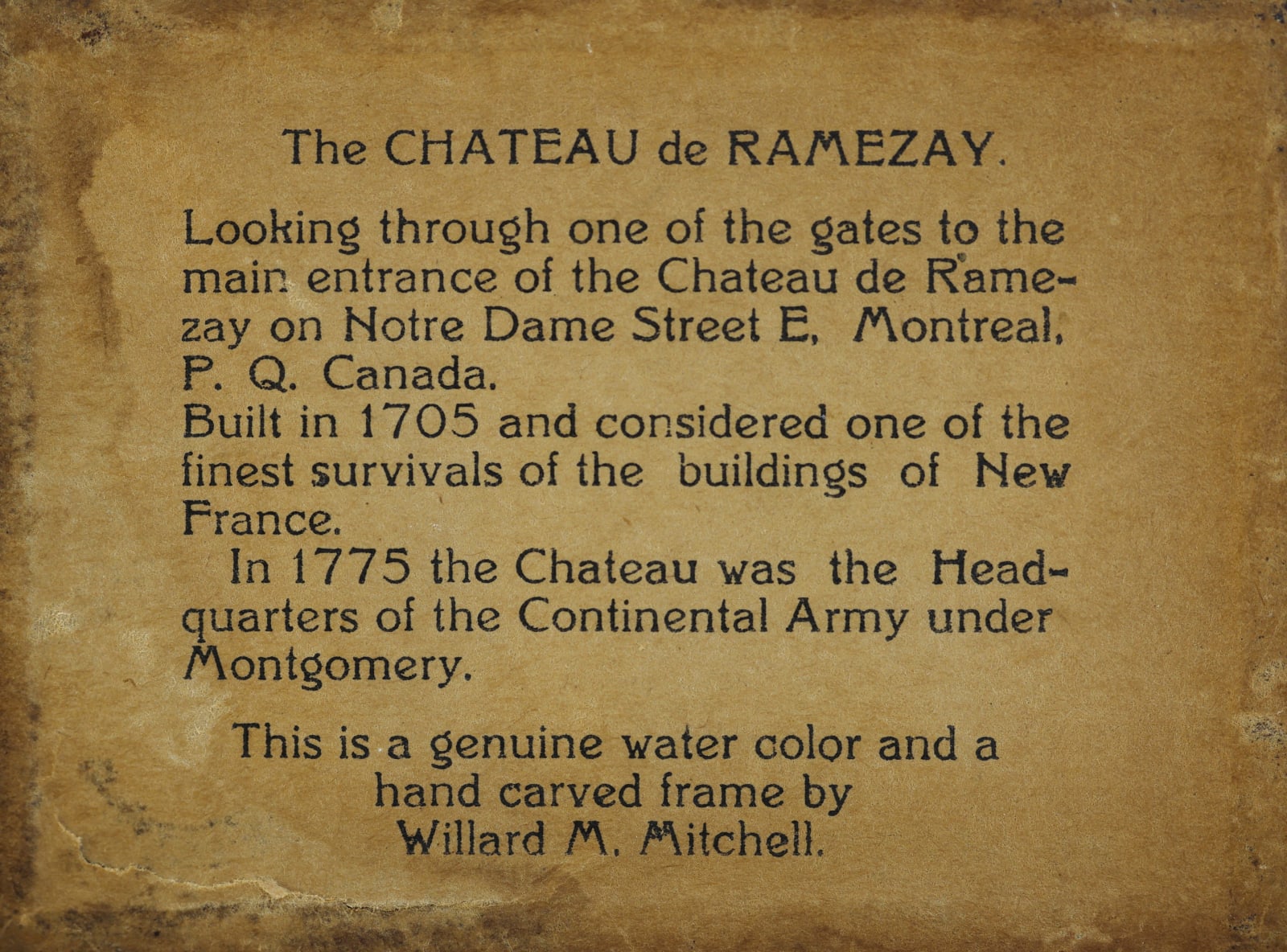 Willard Morse Mitchell, The Chateau De Ramezay, c 1940