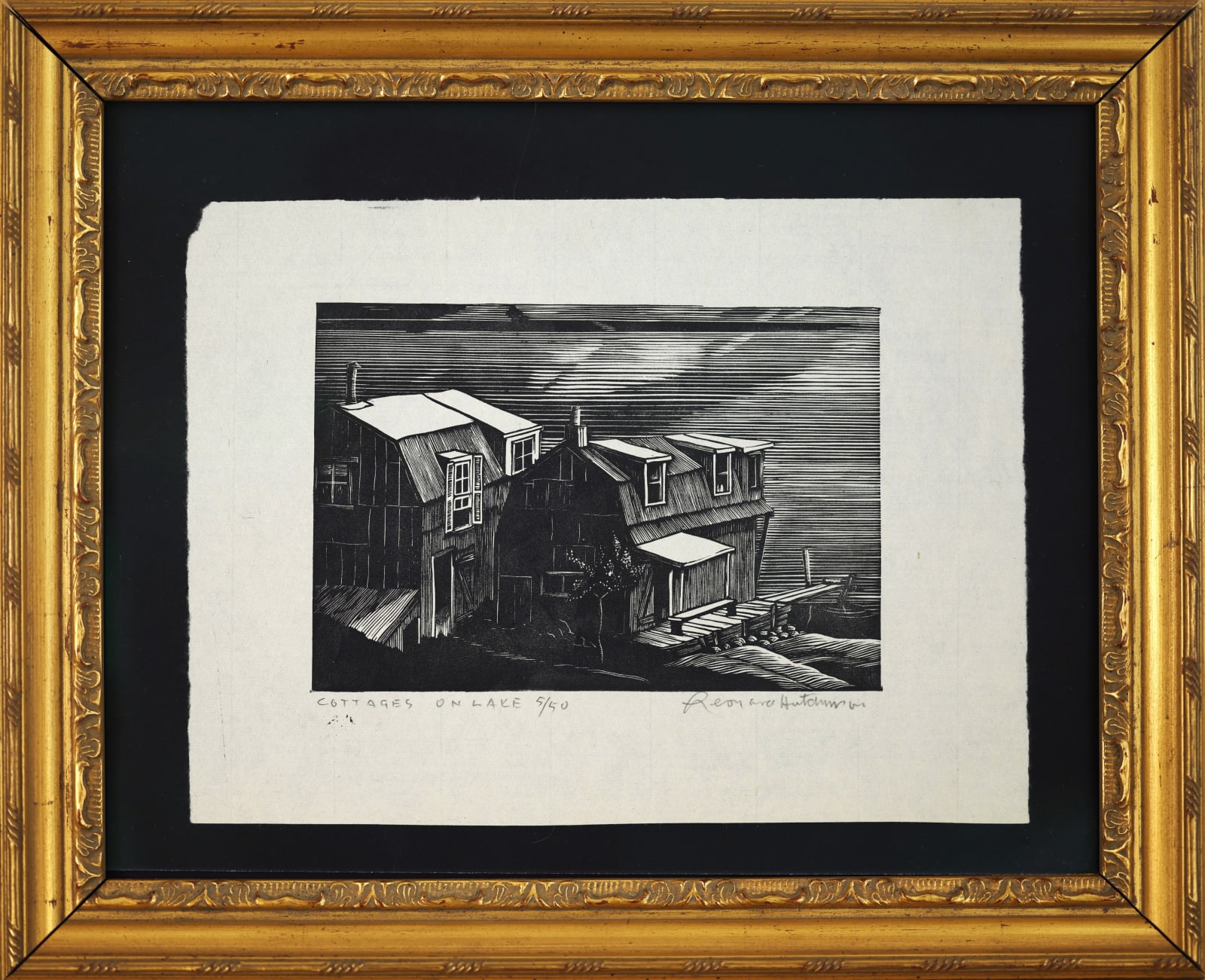 Leonard Hutchinson, Cottages on Lake, c 1935