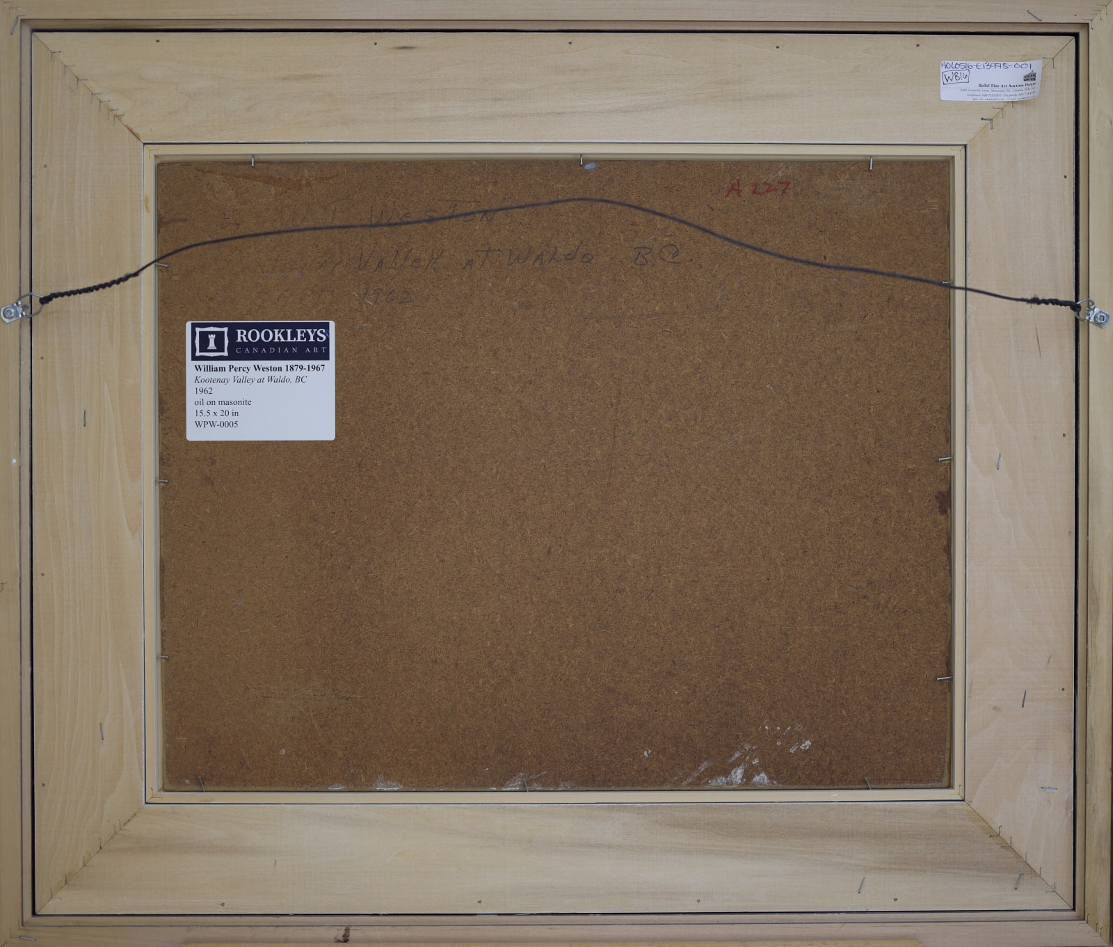 William Percy Weston, Kootenay Valley at Waldo, BC, 1962