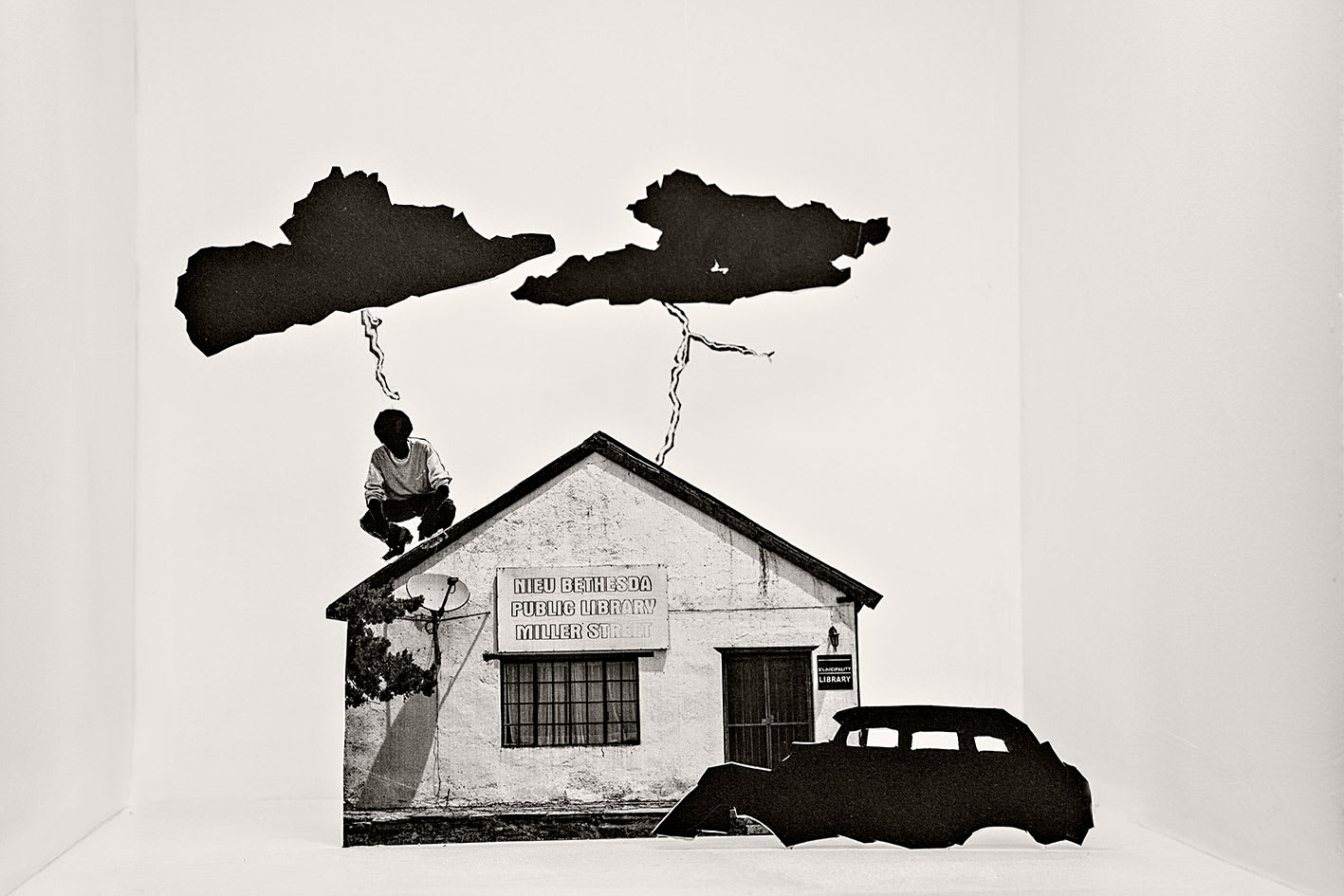 Lebohang Kganye, Johannes Hattingh struck by the bolts from above Inspired by Maverick by Lauren Beukes and Nechama Brodie, 2018