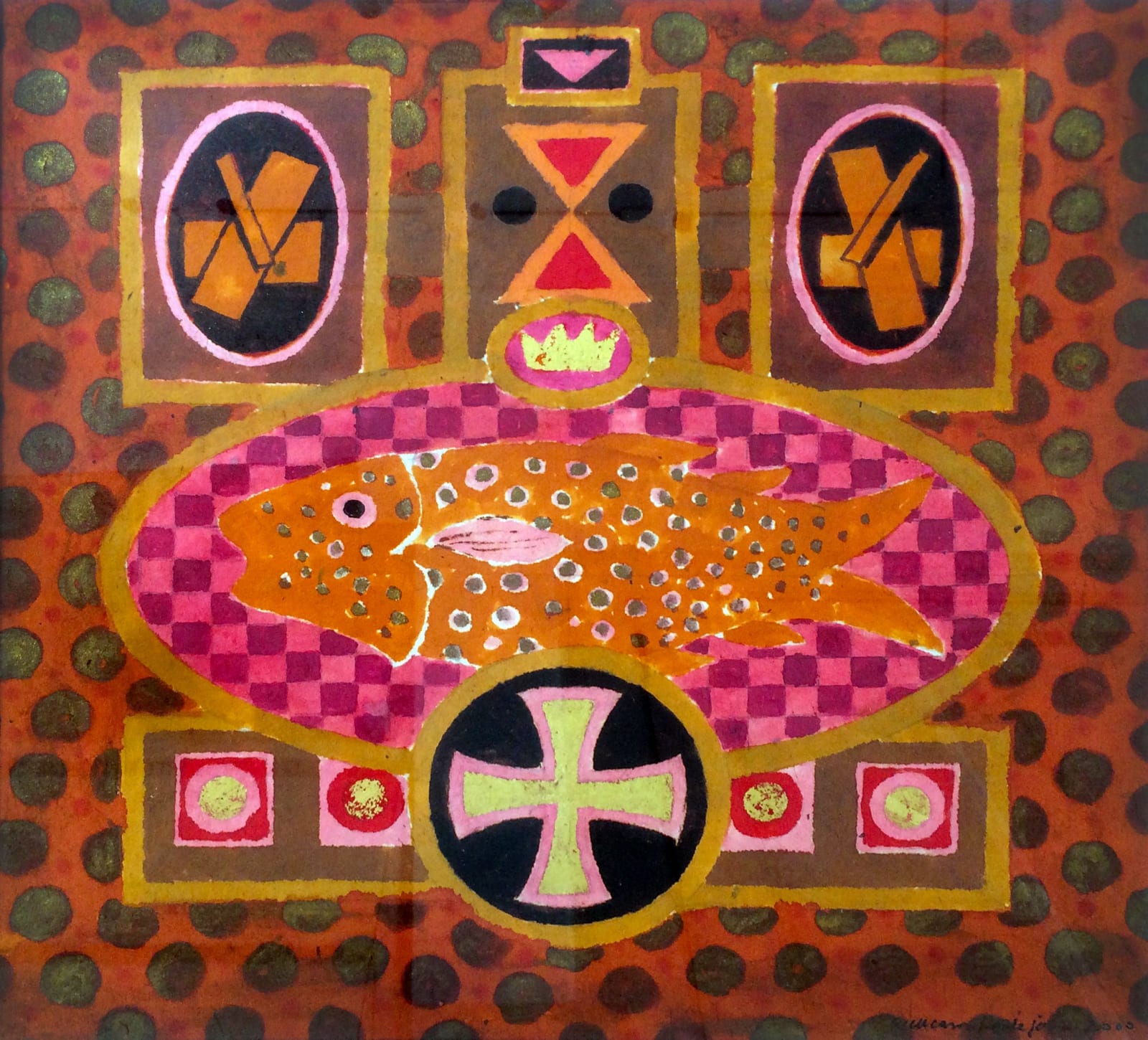 William Littlejohn RSA, Fish Altar, Orange, 2000