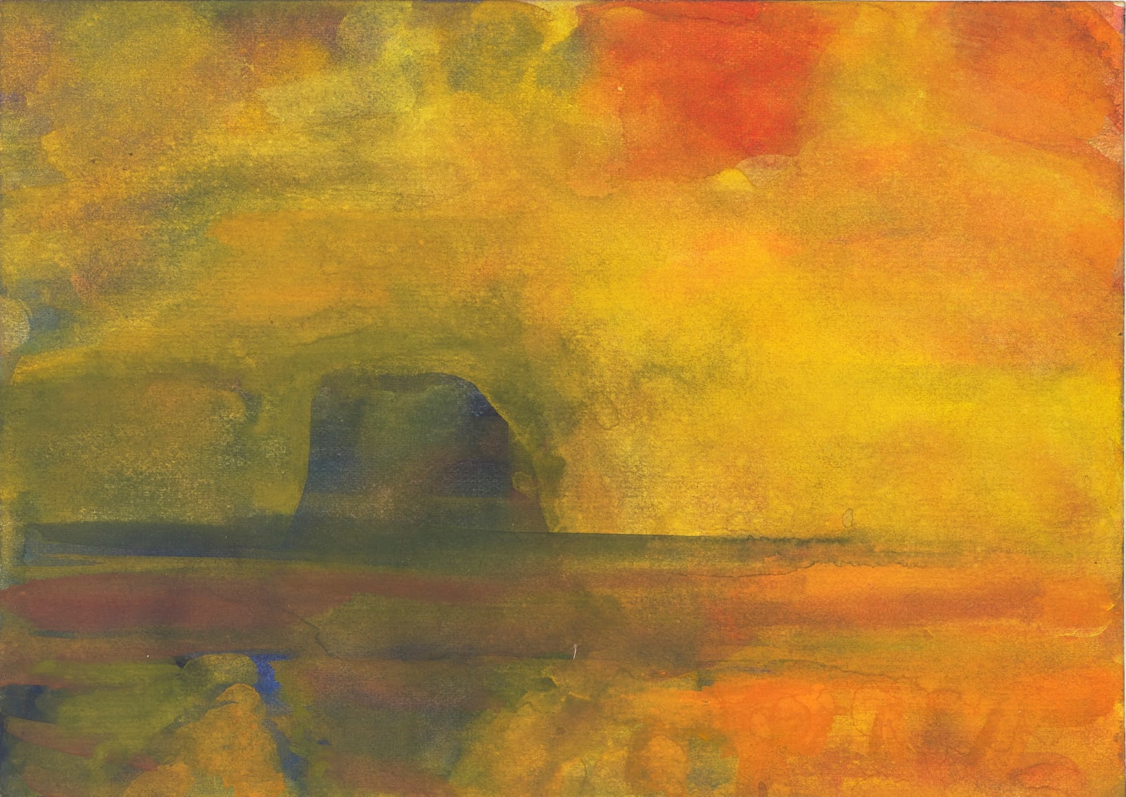 John Houston RSA, Untitled (Orange Sky over Bass Rock)