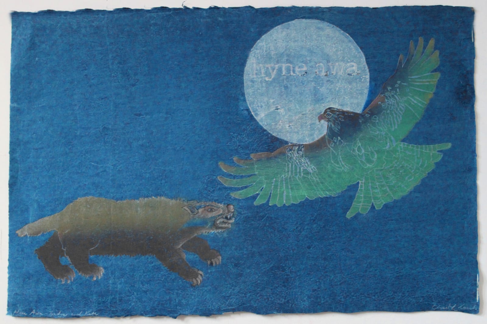 Elspeth Lamb RSA, Hyne Awa: Red Kite and Badger