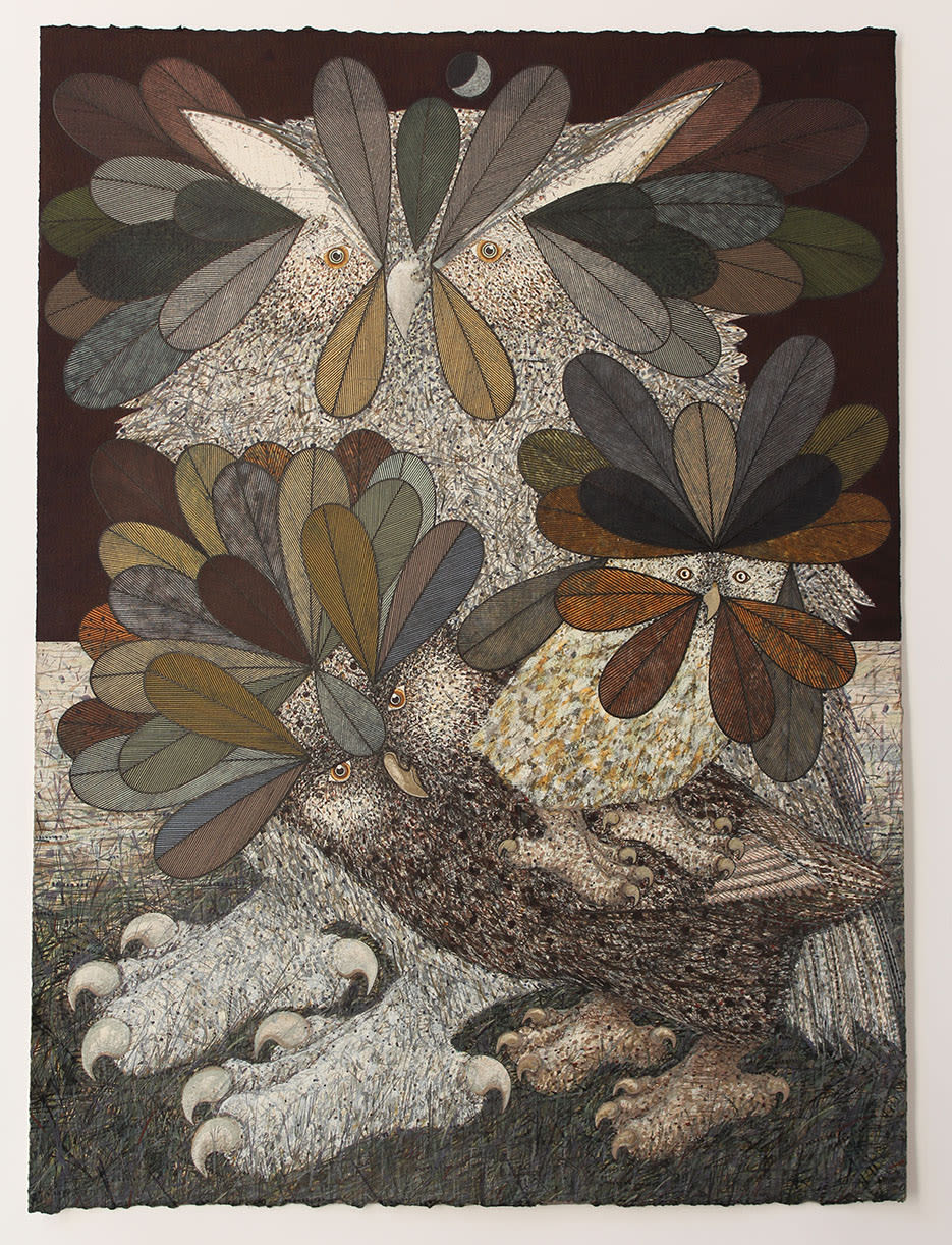 Michael Agnew RSA, Three Northern Scottish Owls for Megan Boyd