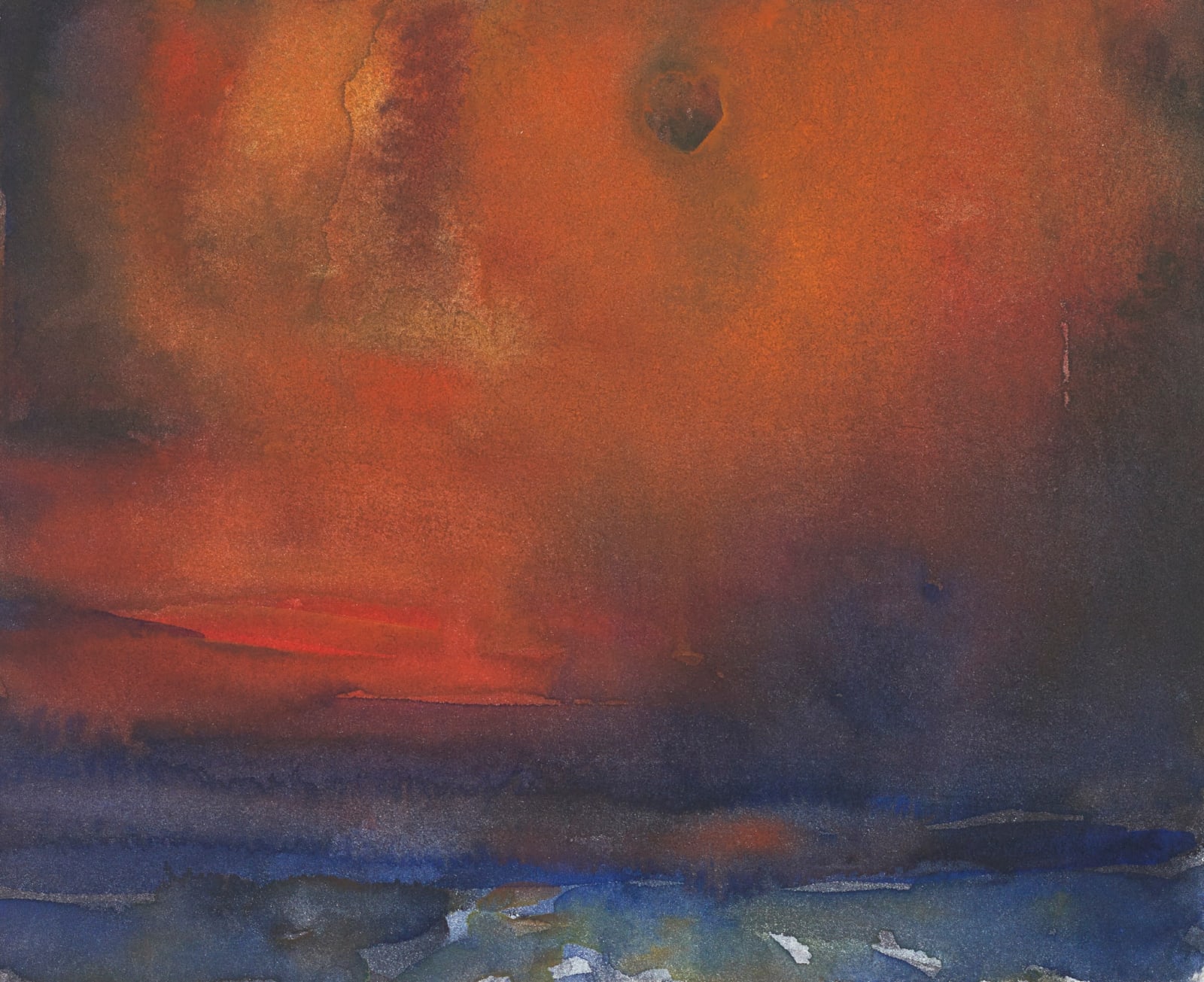 John Houston RSA, Untitled (Orange Sky with Dark Moon)