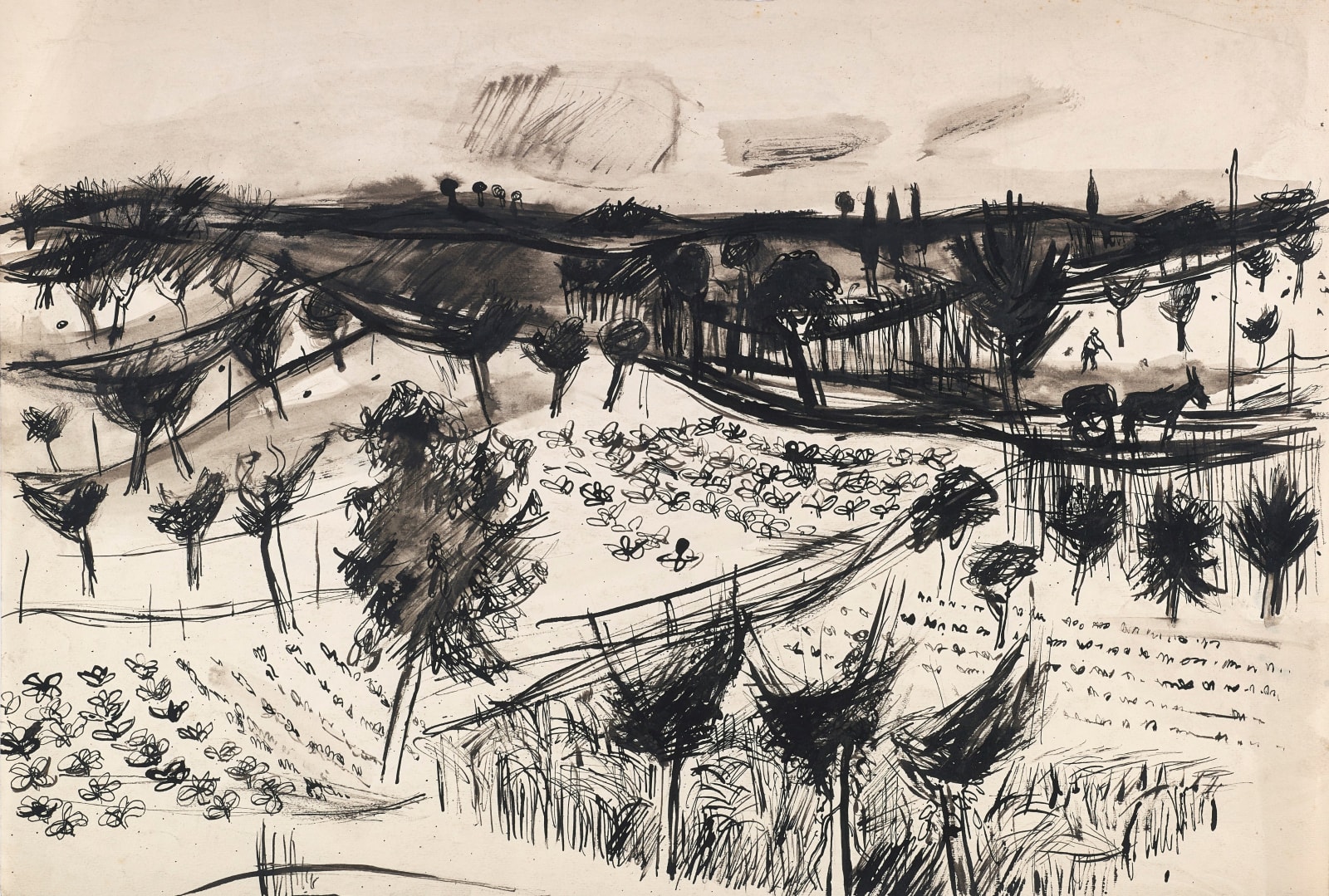 Elizabeth Blackadder RSA, Untitled (Italian Landscape), circa 1955