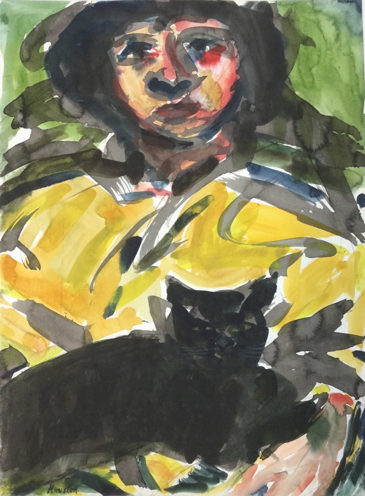 John Houston RSA, Portrait of Elizabeth and Cat