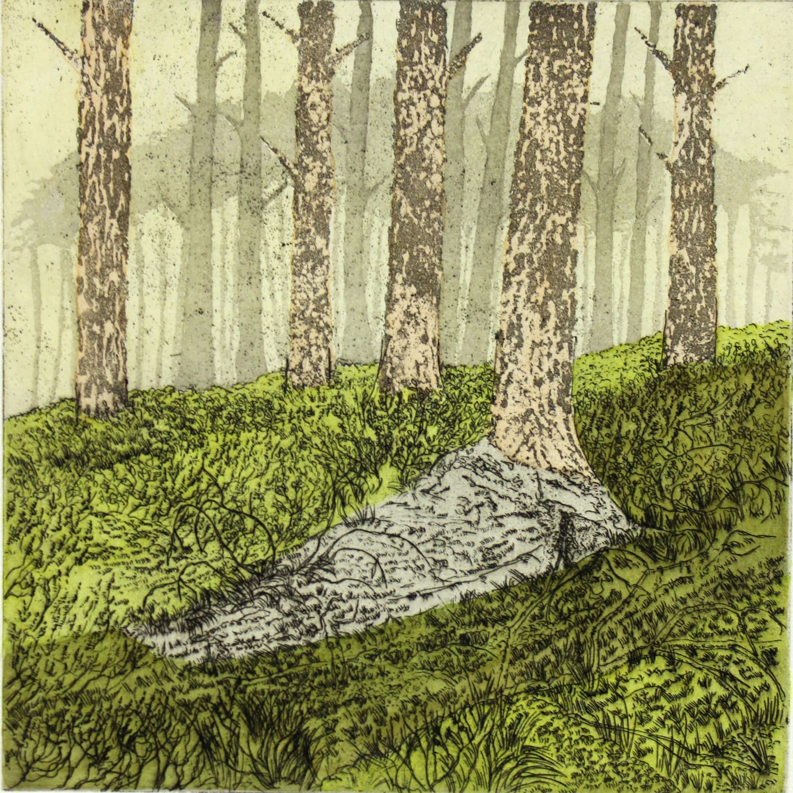 Bruce Shaw, Windborne Gold, drifts through the Pines, 2022