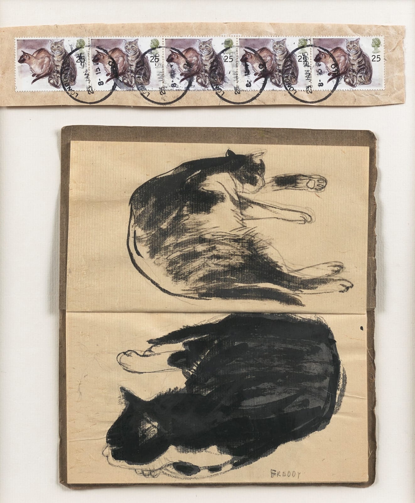 Elizabeth Blackadder RSA, Cat Notebook and Cat Stamps, 1995