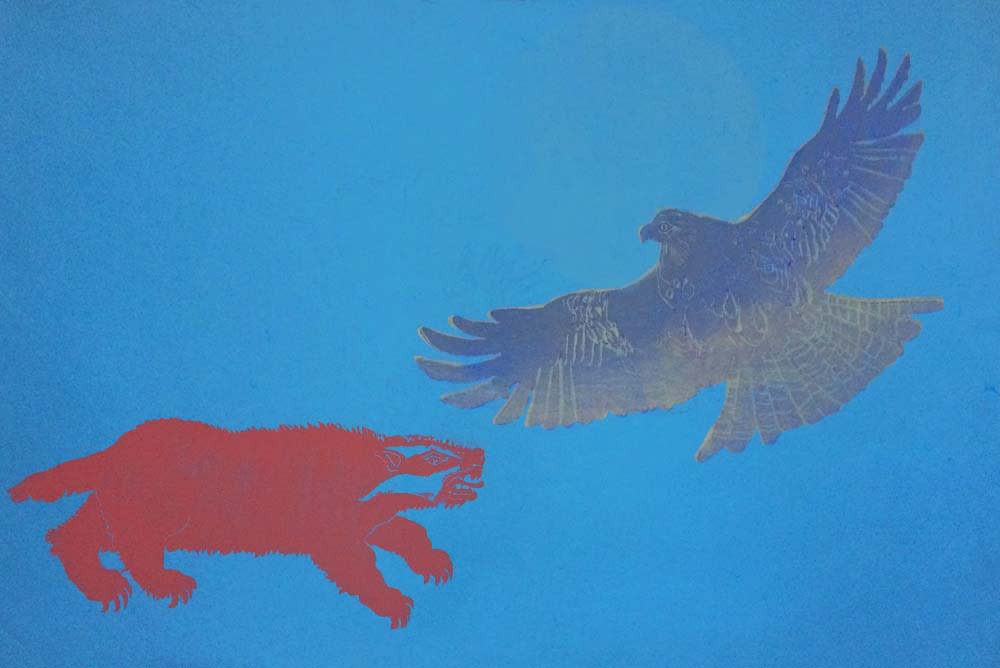 Elspeth Lamb RSA, Hyne Awa Series: Badger, Red Kite and Squirrel