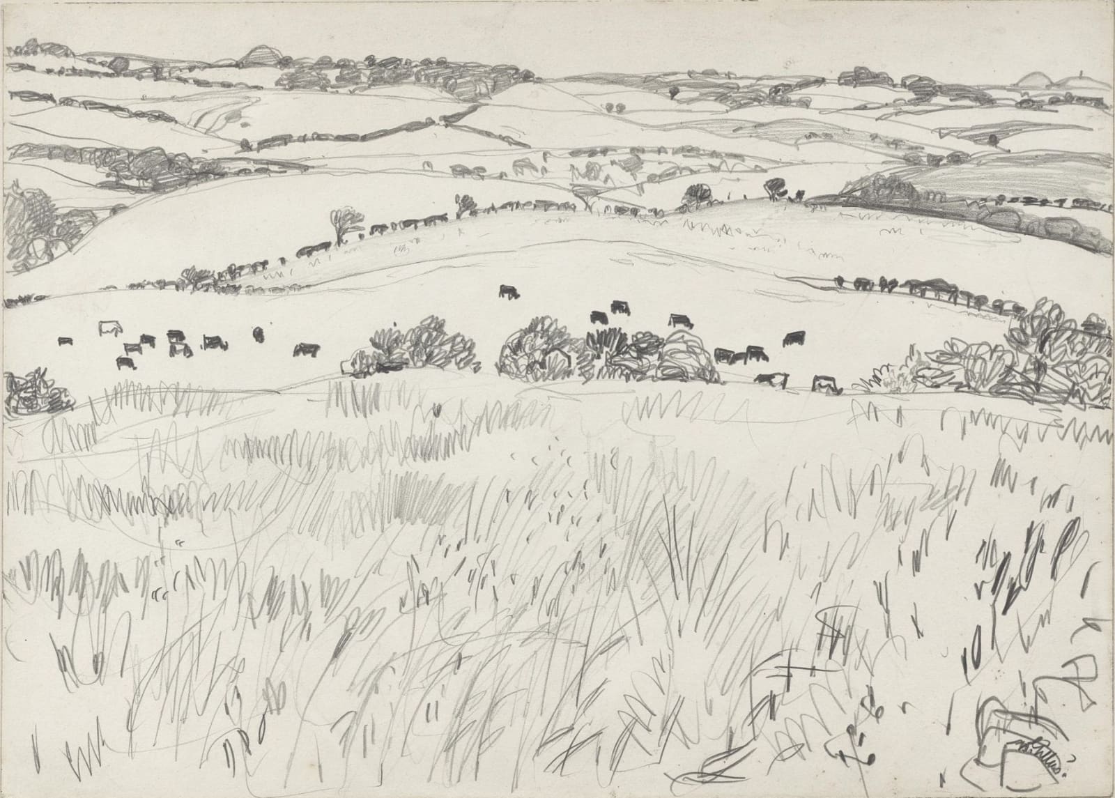 William Gillies RSA, Landscape With Cattle Grazing, 1939-73, around