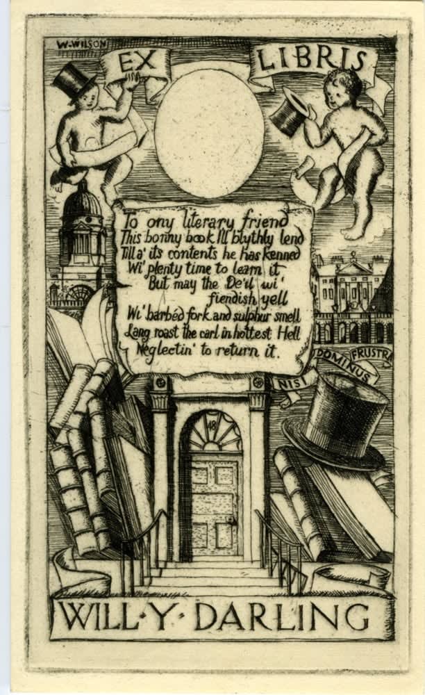 William Wilson RSA, Bookplate for William Y Darling (2 states)