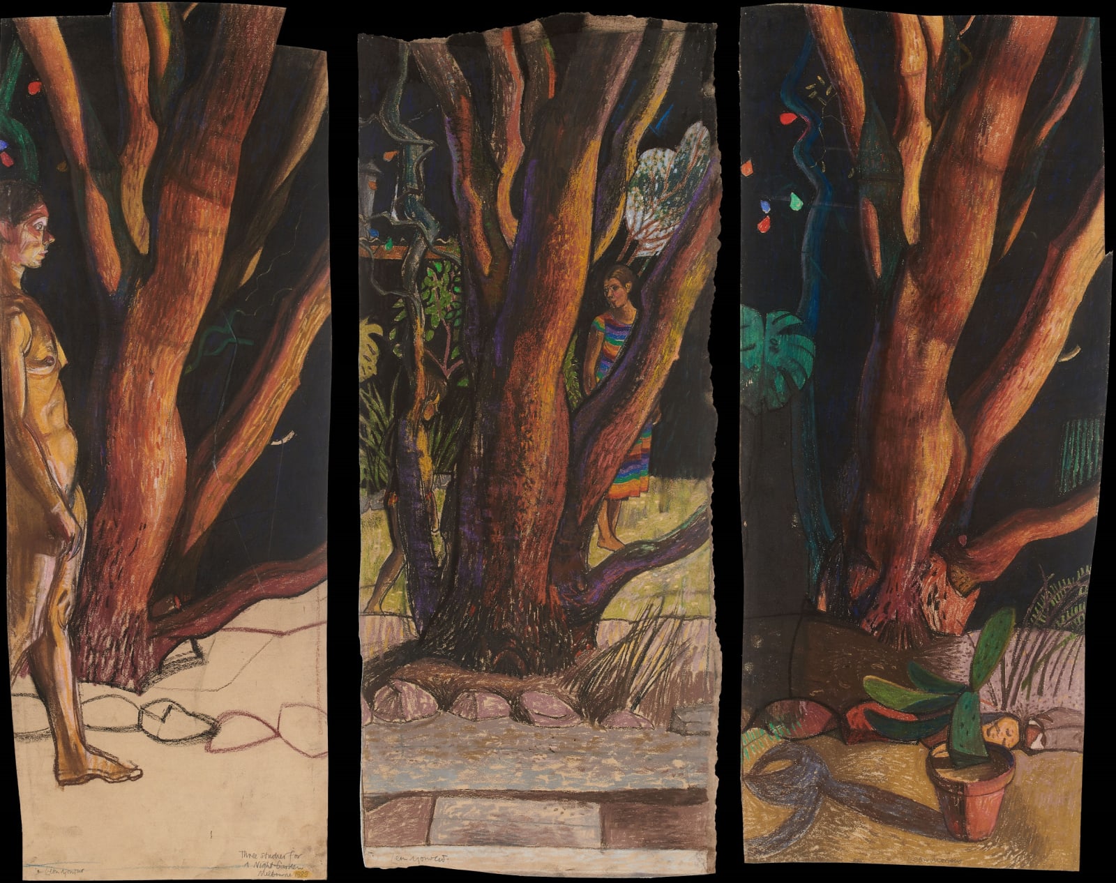 Leon Morrocco RSA, Three Sketches for A Night Garden, Melbourne, 1989