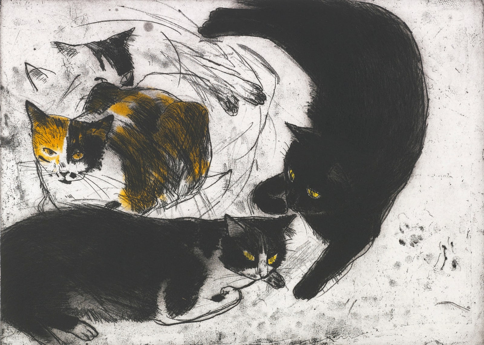 Elizabeth Blackadder RSA, Three Cats, 1992