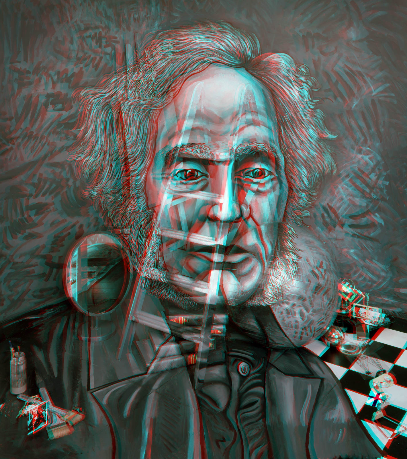 Calum Colvin RSA, Portrait of David Brewster (Anaglyph), 2009