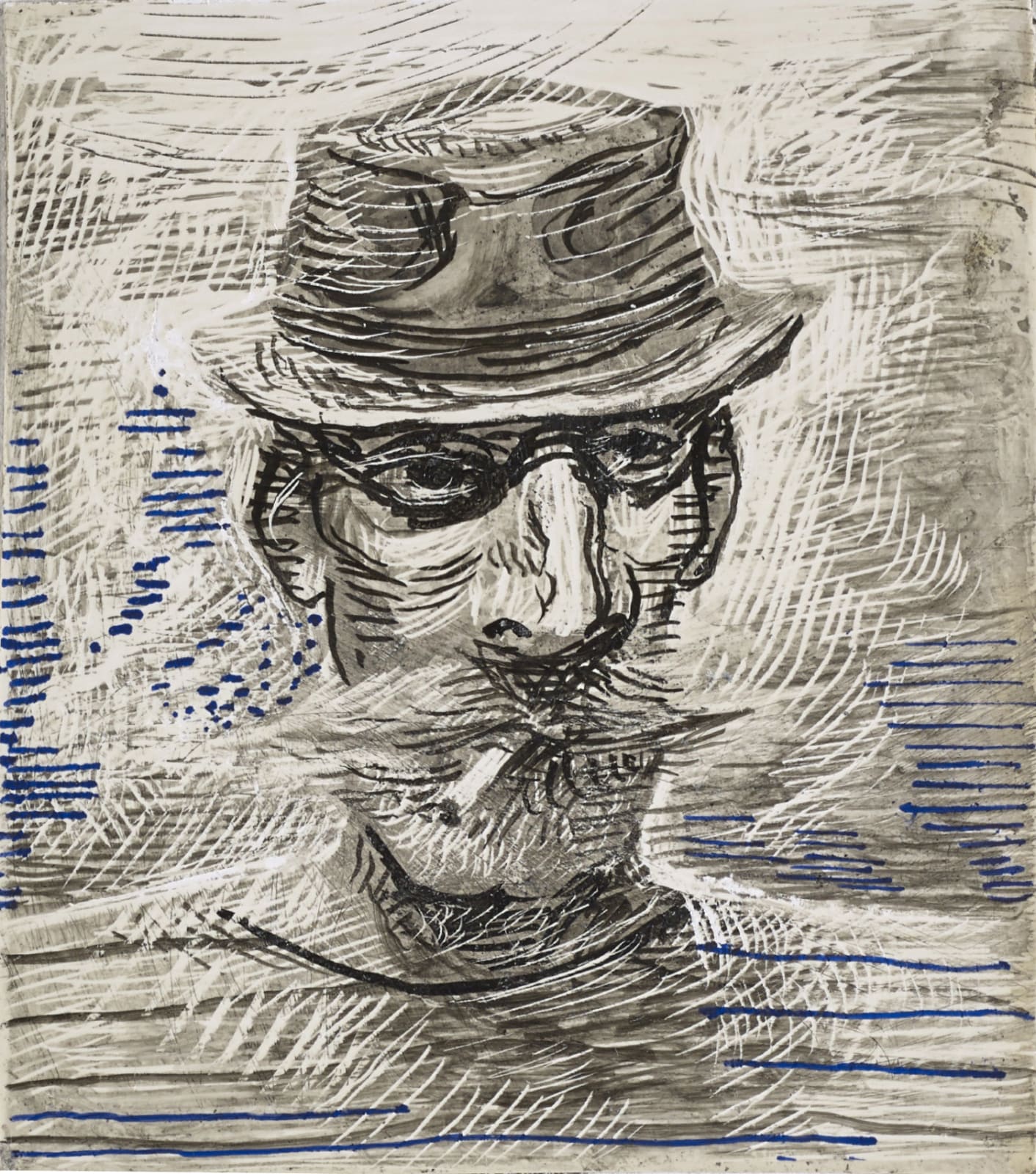 John Byrne RSA, Self-Portrait in Yellow Hat, 2018