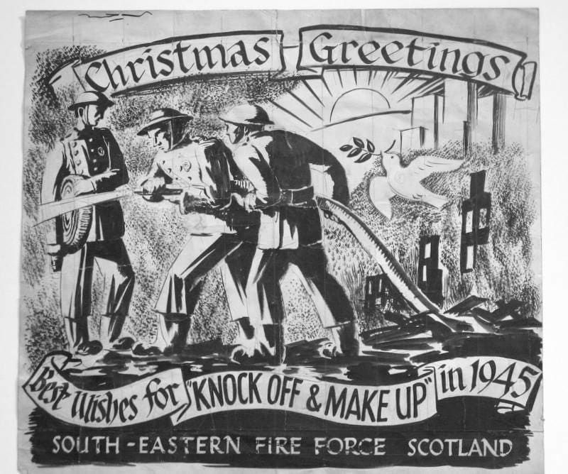 William Wilson RSA, Best wishes for knock off & make up in 1945 (Christmas Card)