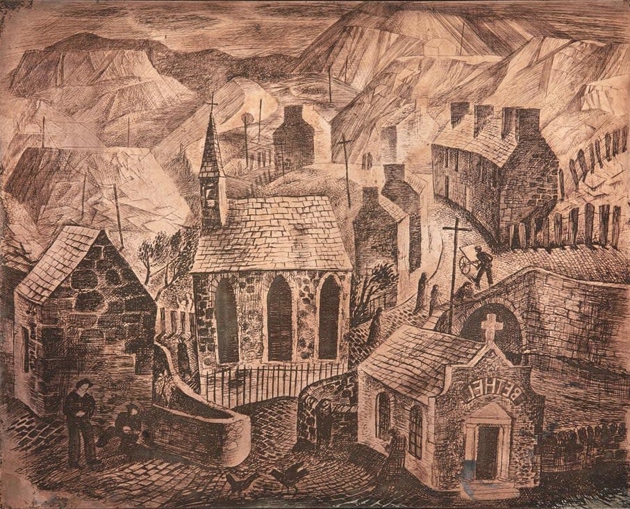 William Wilson RSA, Welsh Village, 1940