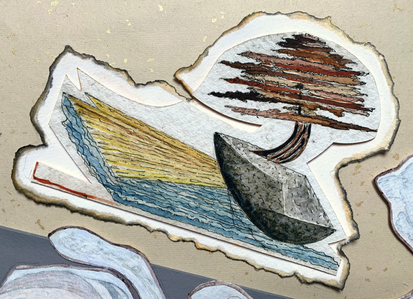 Fiona Dean RSA, 1. DRIFT - Shifting landscapes i-iv, drawing i. tree and rock